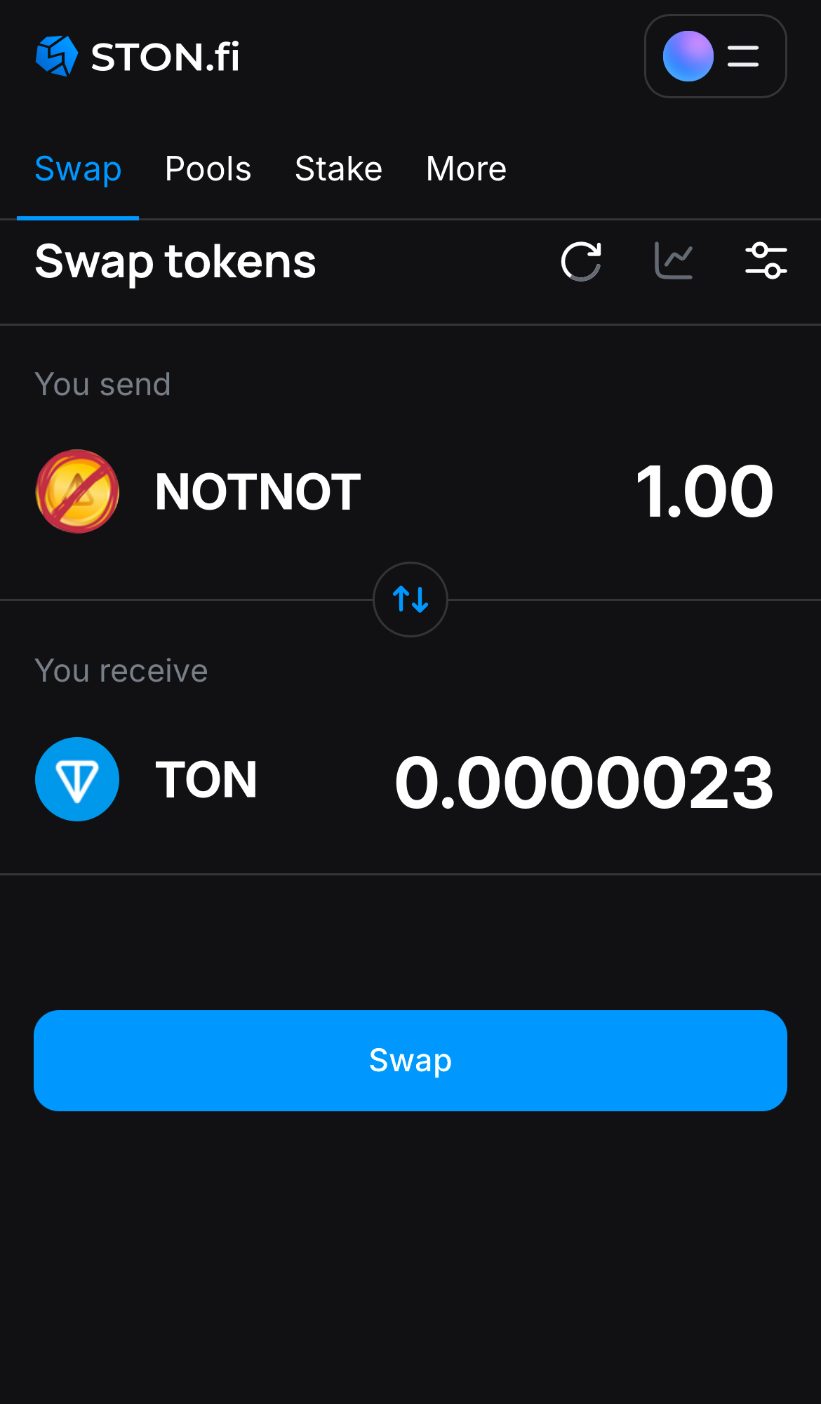 Input the quantity of tokens you‘re selling (or buying), and let the algorithm do all the calculations.