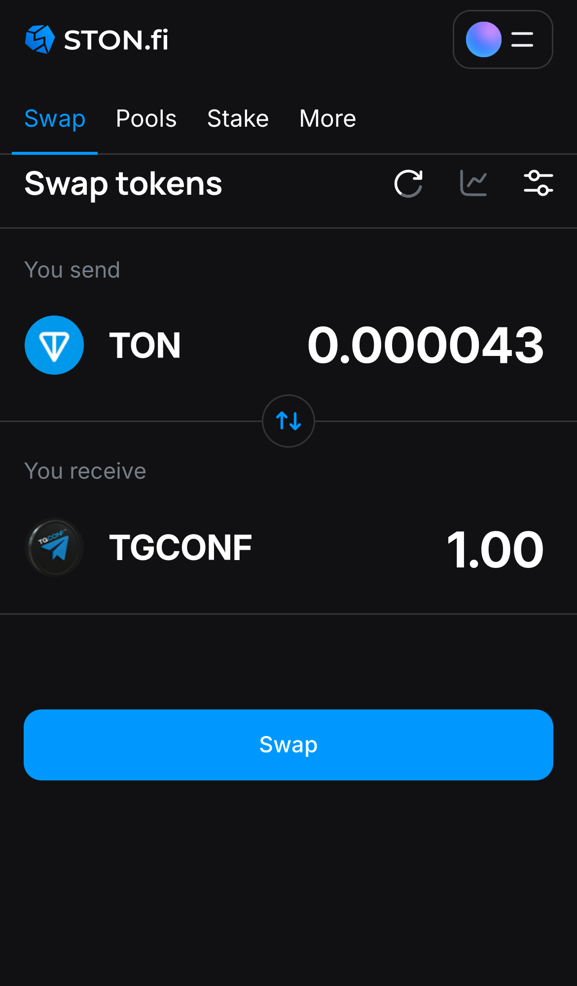 Nhập số lượng token bạn muốn bán (hoặc mua), và để thuật toán tự động tính toán.
