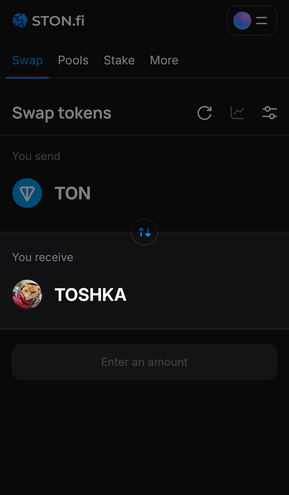 Selecione TOSHKA na caixa ‘You receive‘.