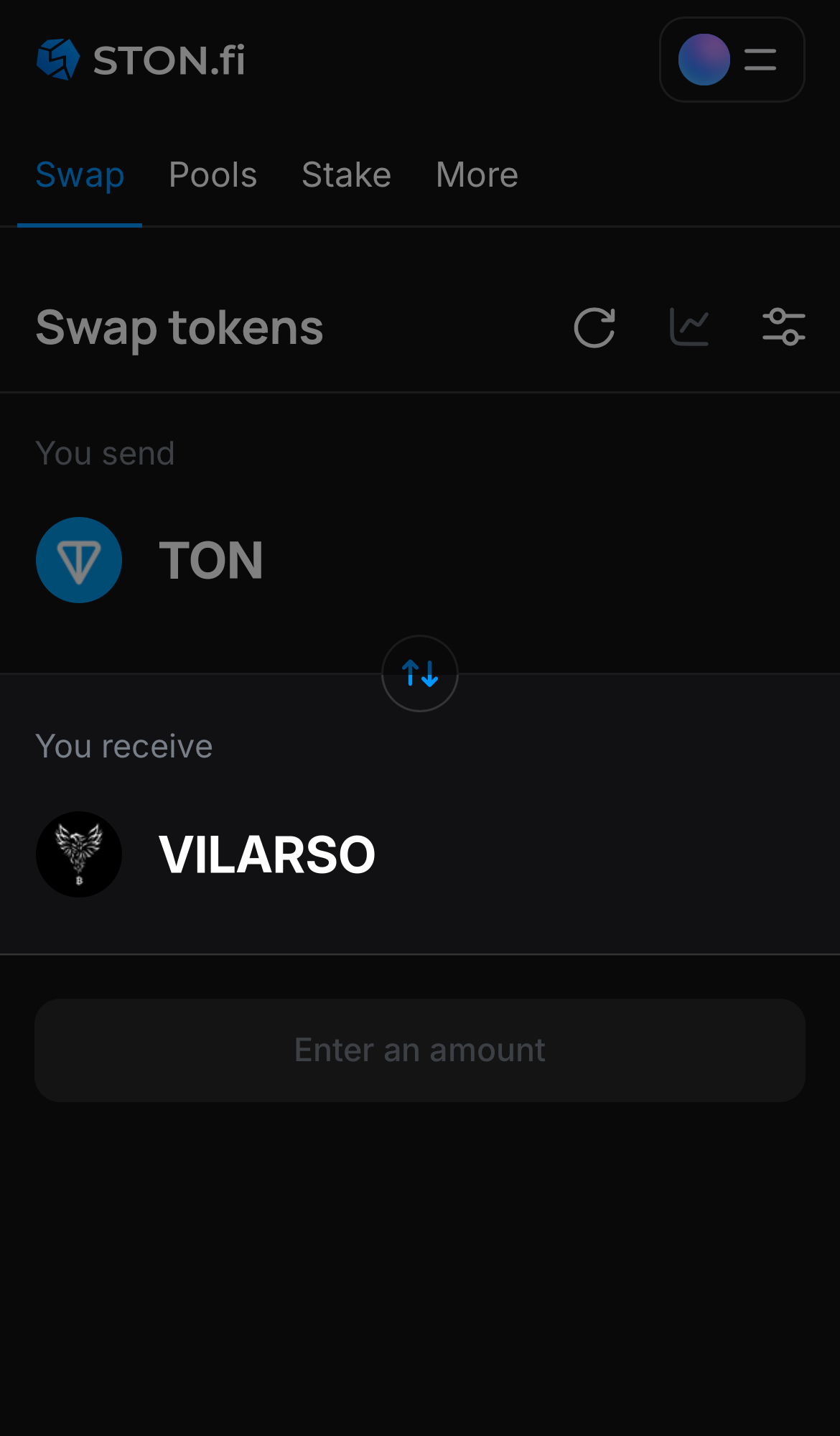 Choose VILARSO in the ‘You receive‘ box.