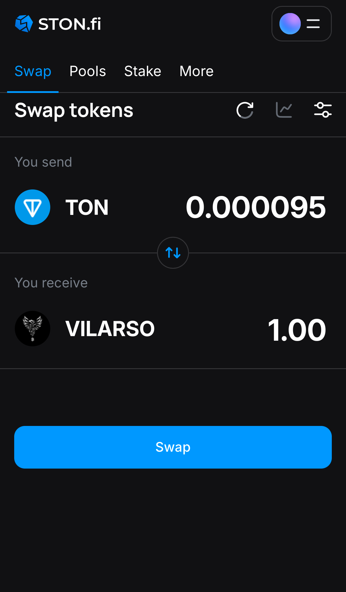Input the quantity of tokens you‘re selling (or buying), and let the algorithm do all the calculations.