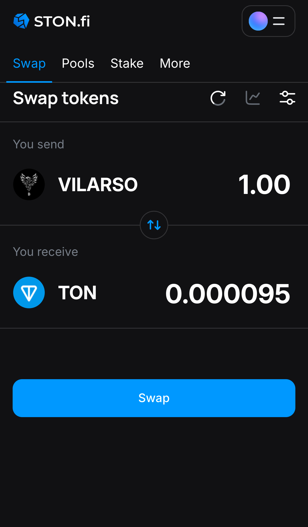 Input the quantity of tokens you‘re selling (or buying), and let the algorithm do all the calculations.