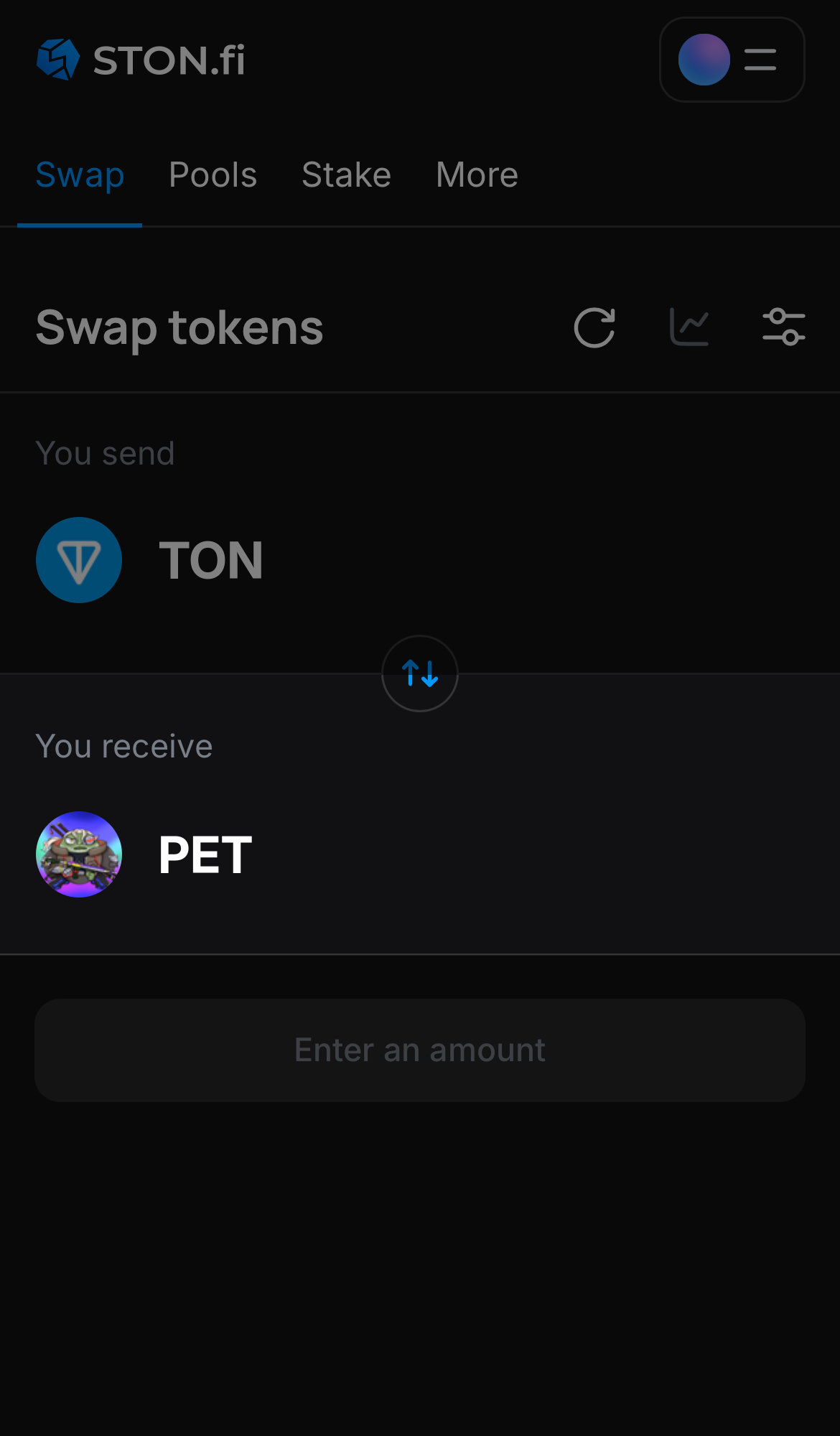 Chọn PET trong ô ‘You receive‘.