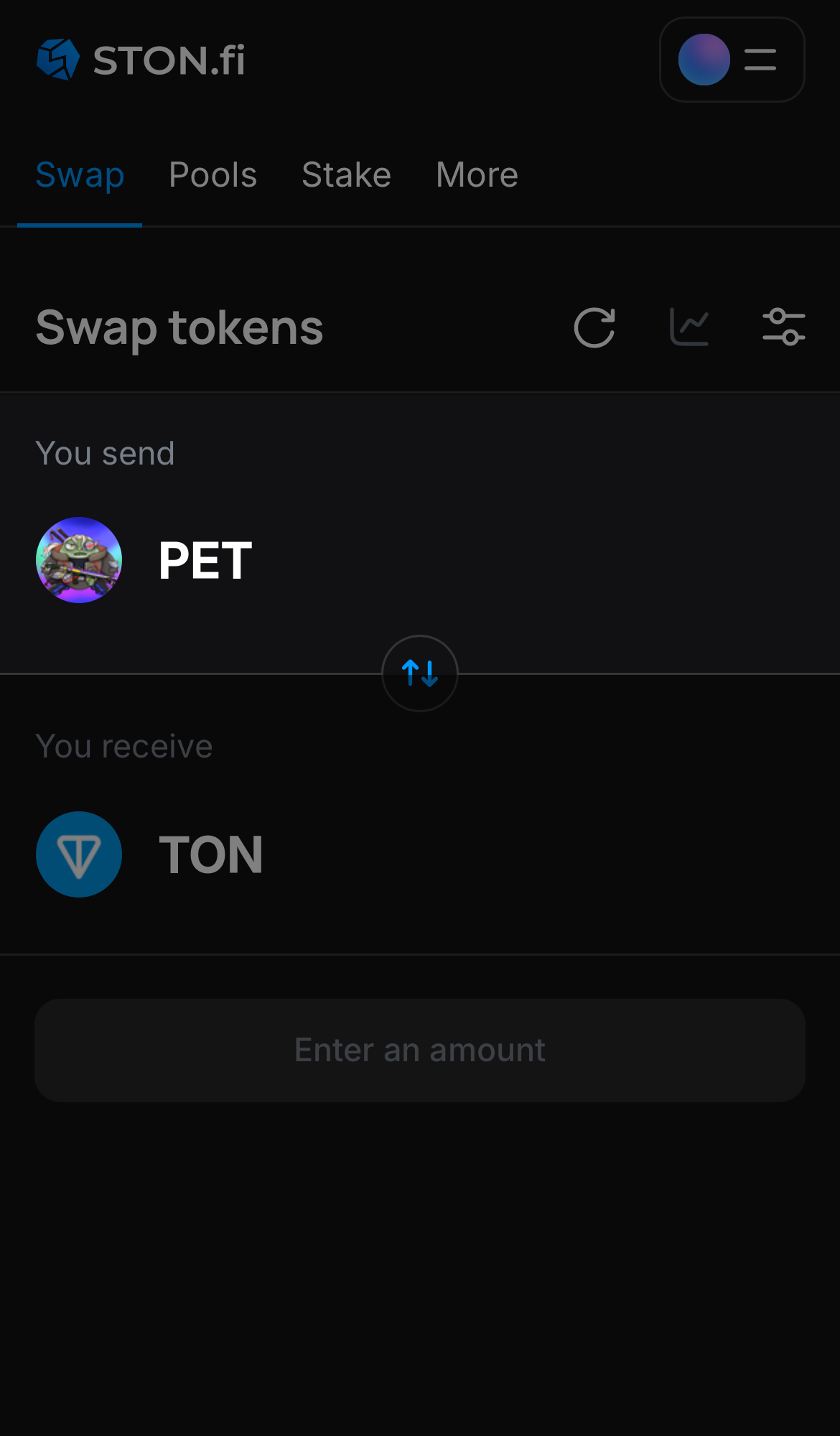 Chọn PET trong ô ‘You send‘.