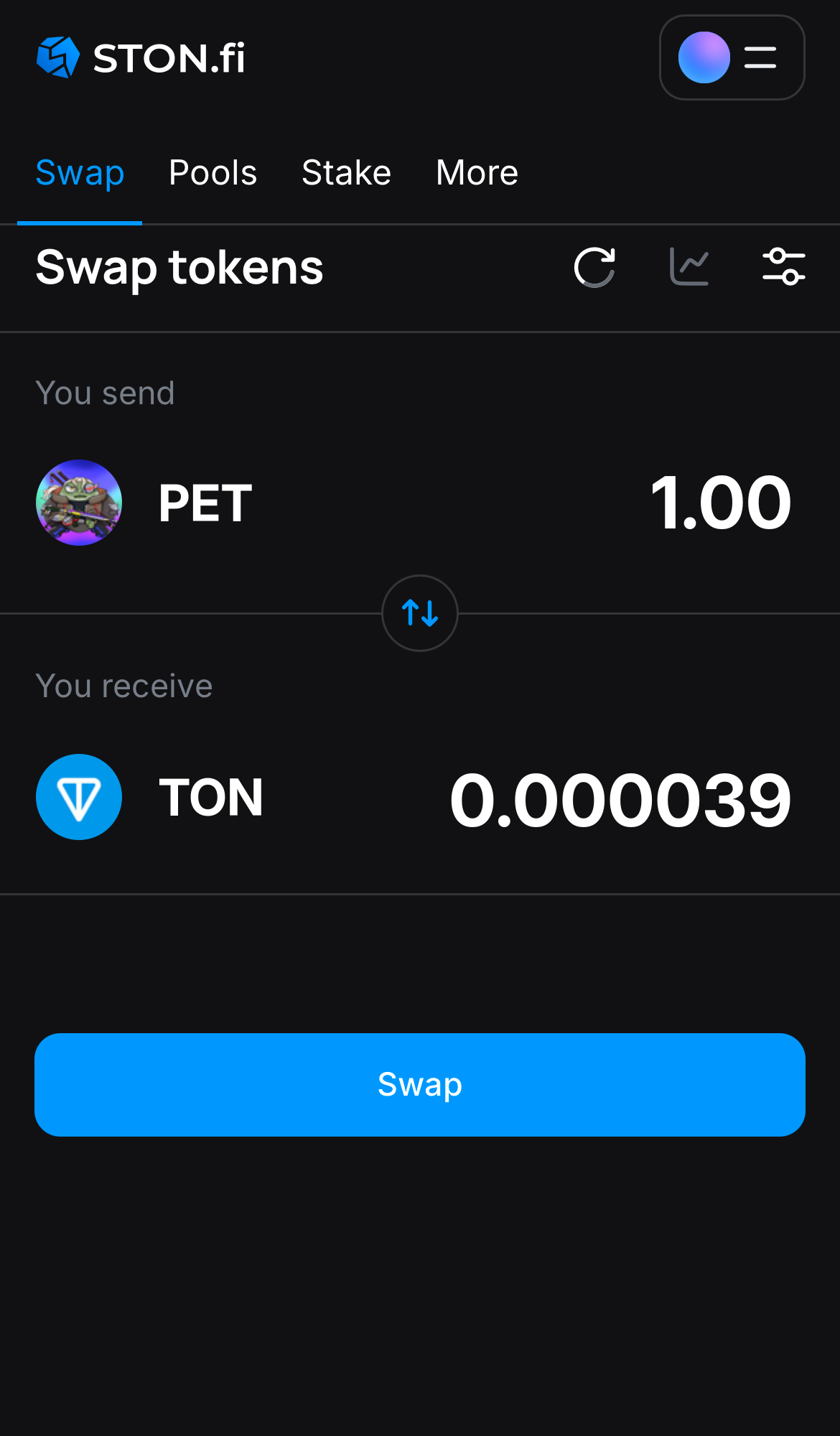 Nhập số lượng token bạn muốn bán (hoặc mua), và để thuật toán tự động tính toán.