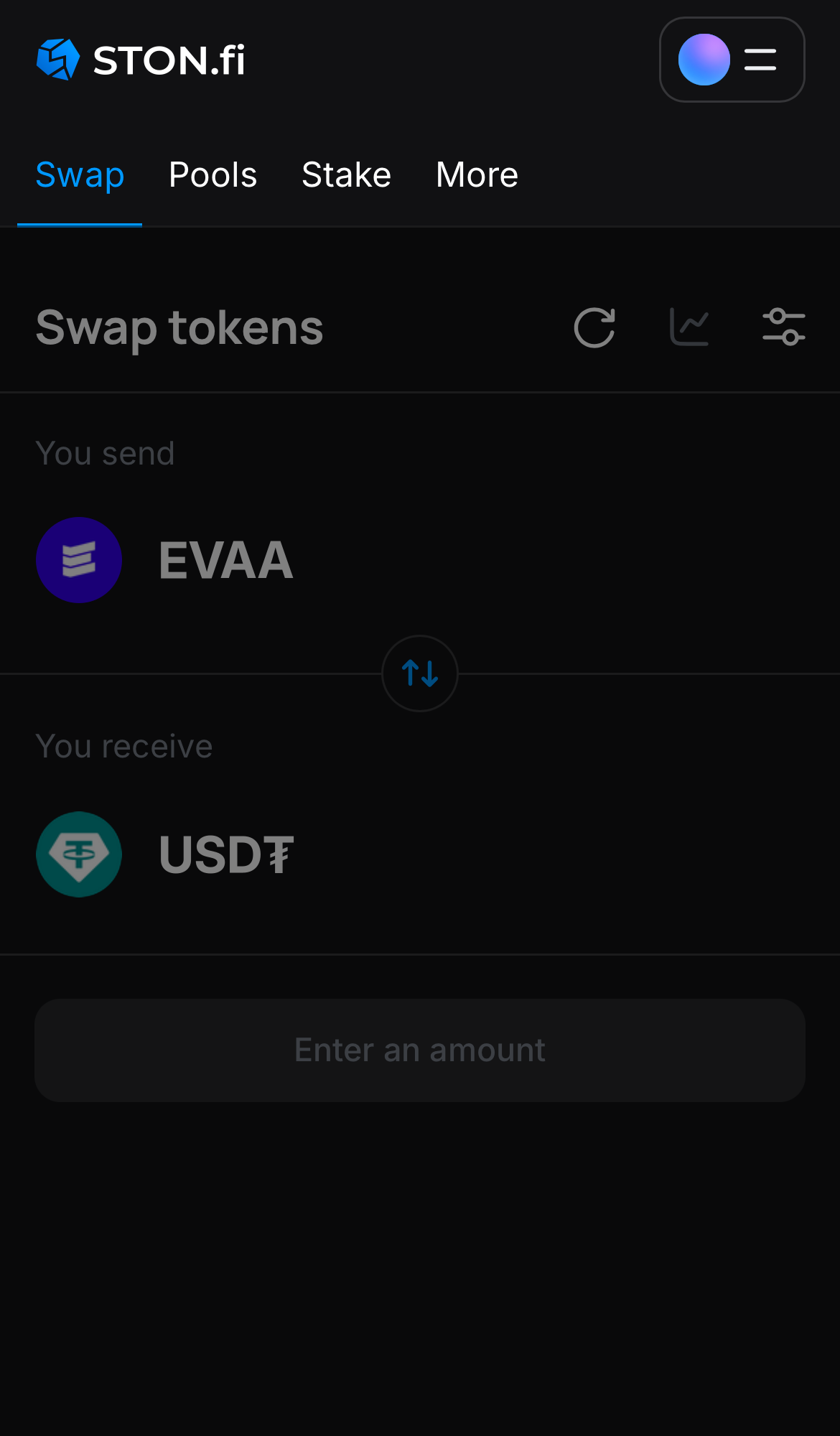 Buka aplikasi STON.fi dan buka tab ‘Swap‘.