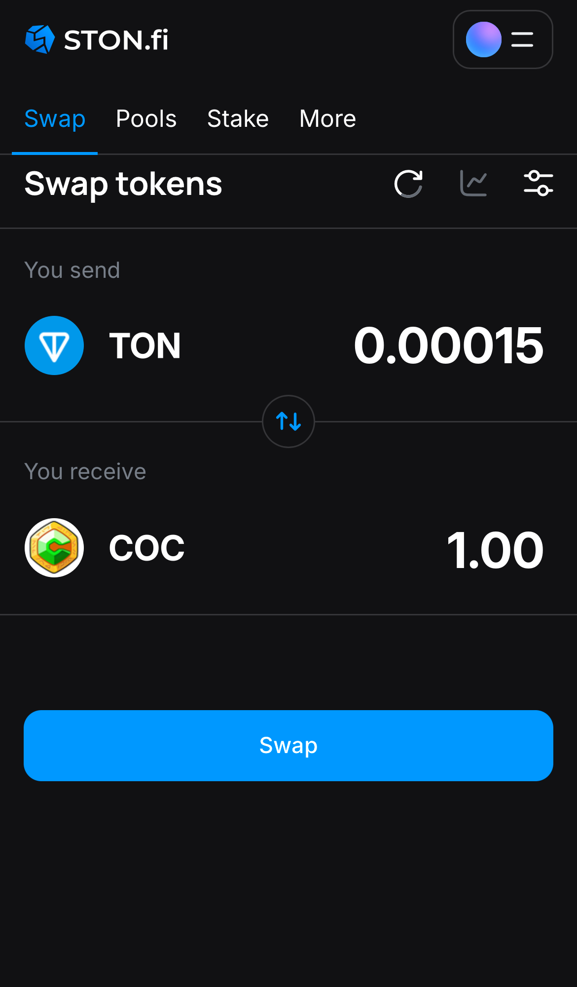 Ingresa la cantidad de tokens que vas a vender (o comprar), y deja que el algoritmo realice todos los cálculos.