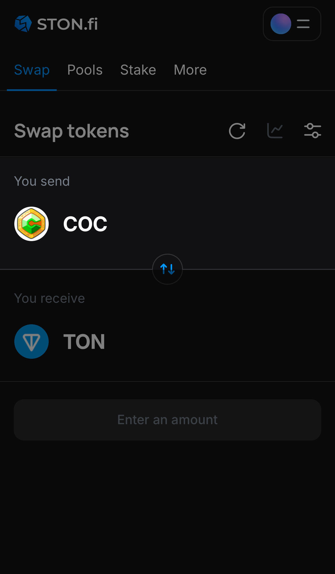 Elige COC en la casilla ‘You send‘.
