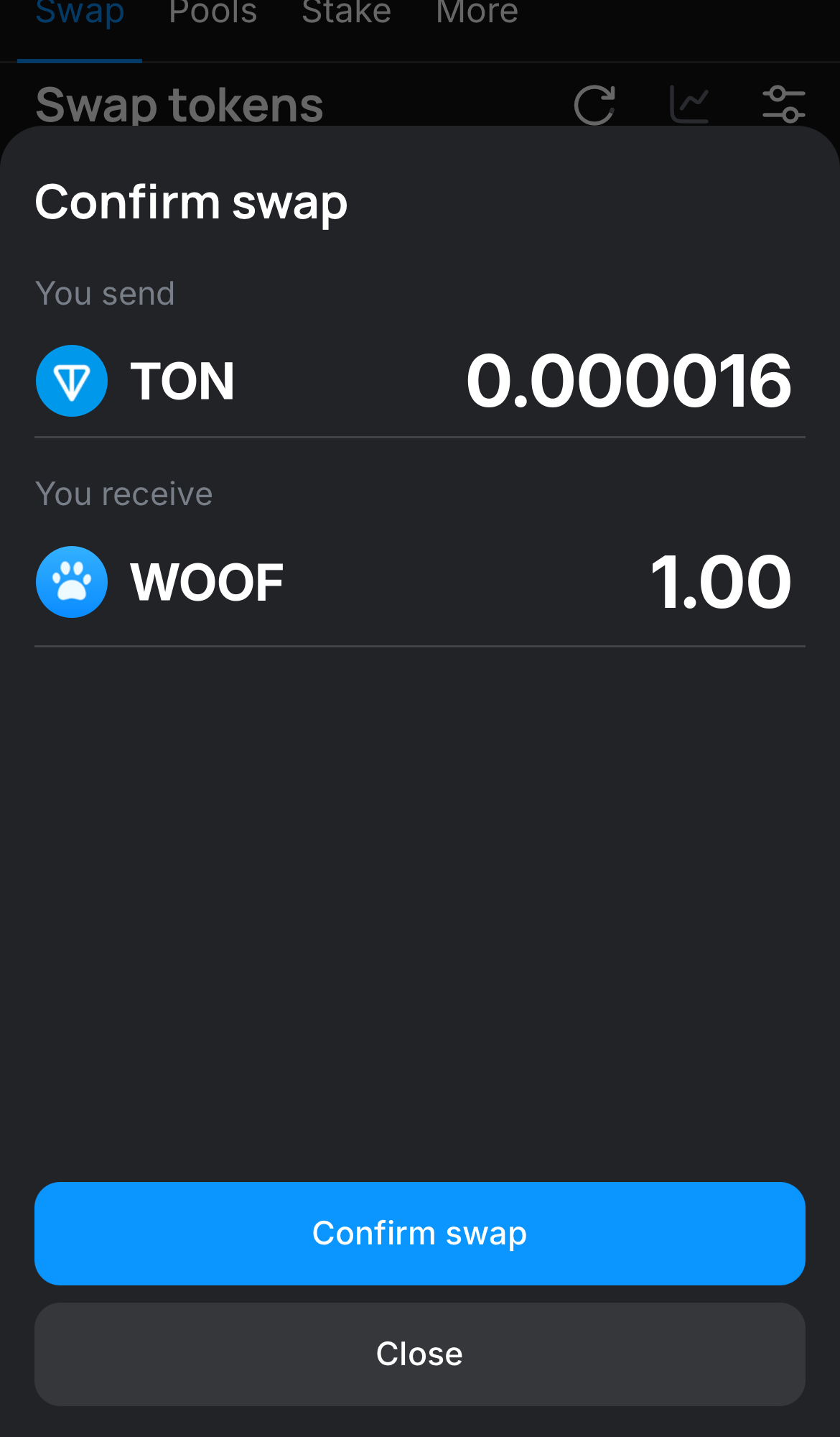 Klik ‘Swap‘, periksa kembali detailnya, dan konfirmasi transaksi dengan mengklik tombol ‘Confirm swap‘.