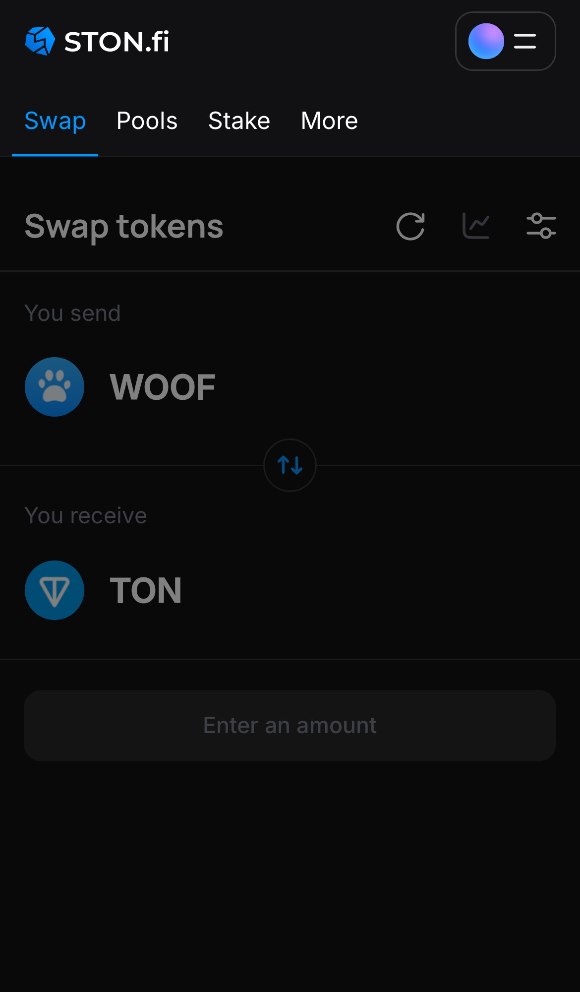 Buka aplikasi STON.fi dan buka tab ‘Swap‘.