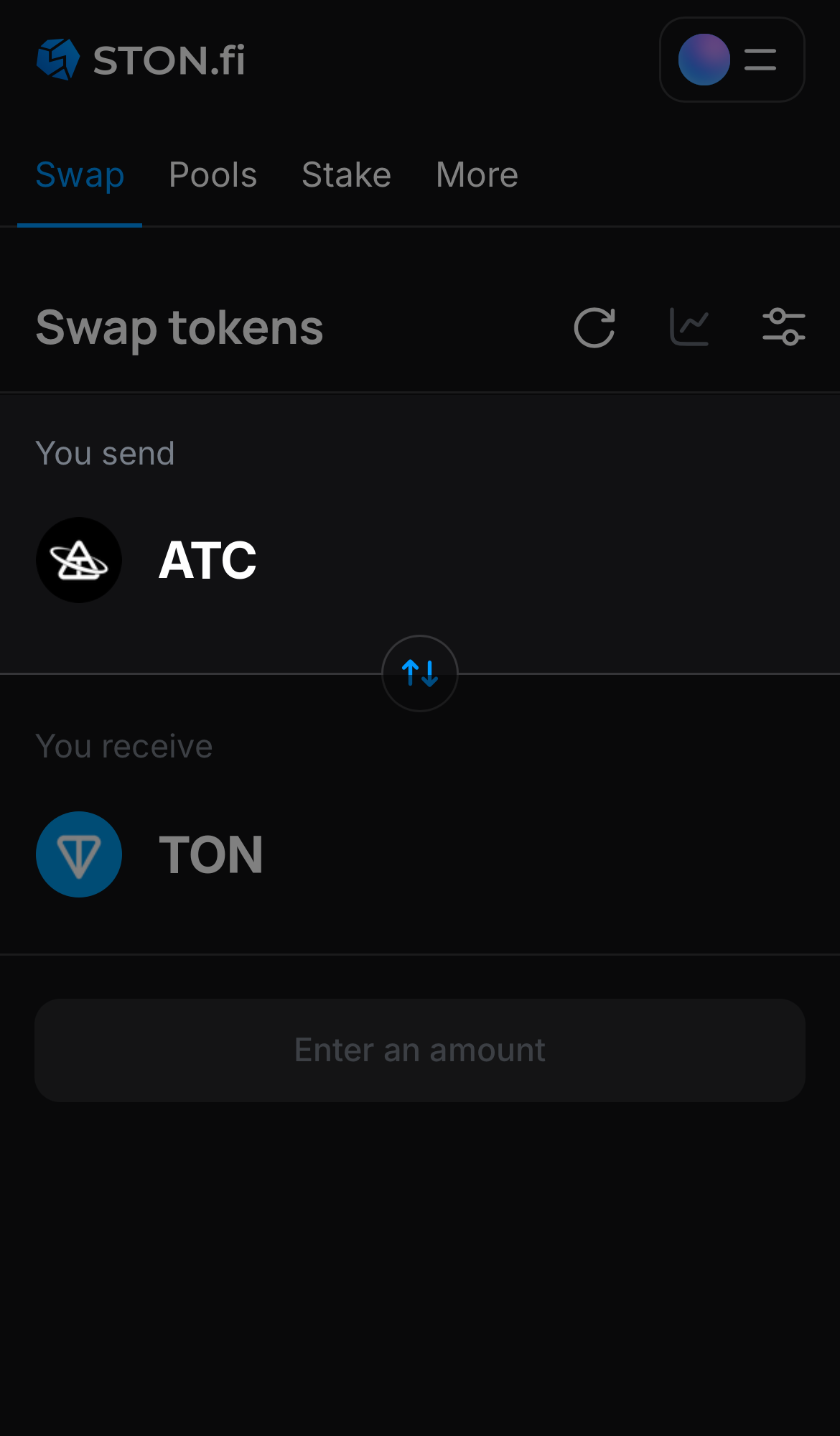 Selecione ATC na caixa ‘You send‘.