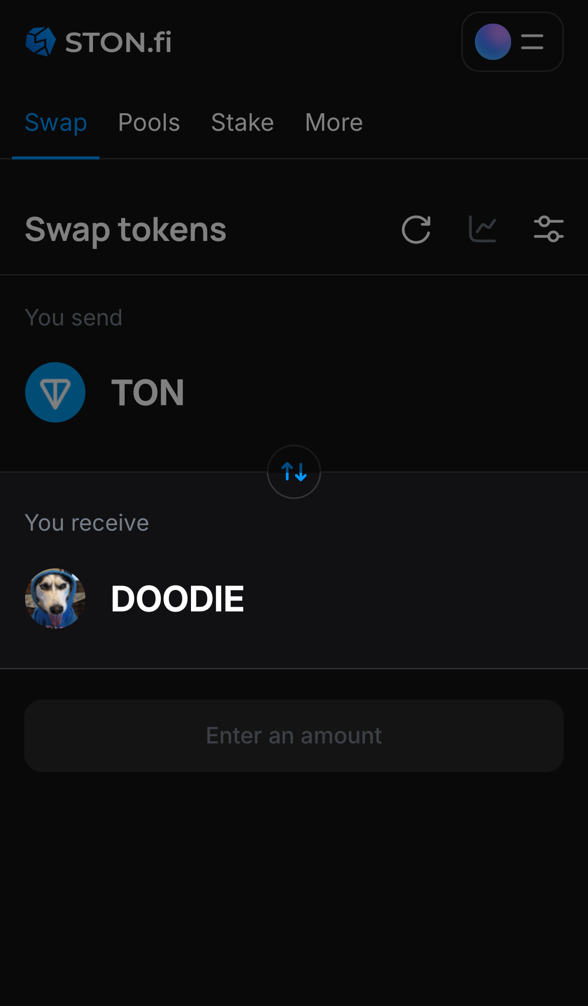 Choose Doodie in the ‘You receive‘ box.