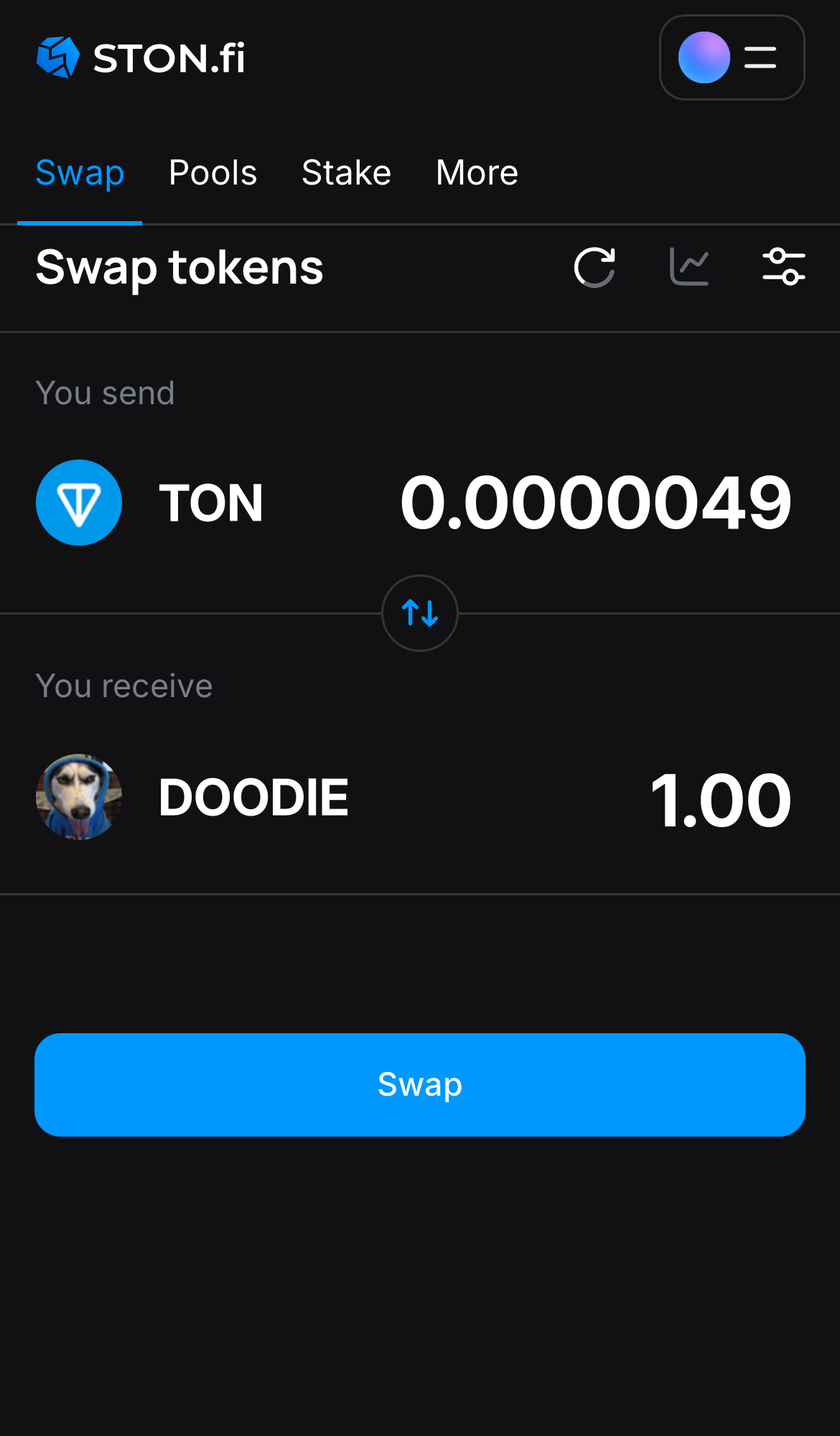 Input the quantity of tokens you‘re selling (or buying), and let the algorithm do all the calculations.