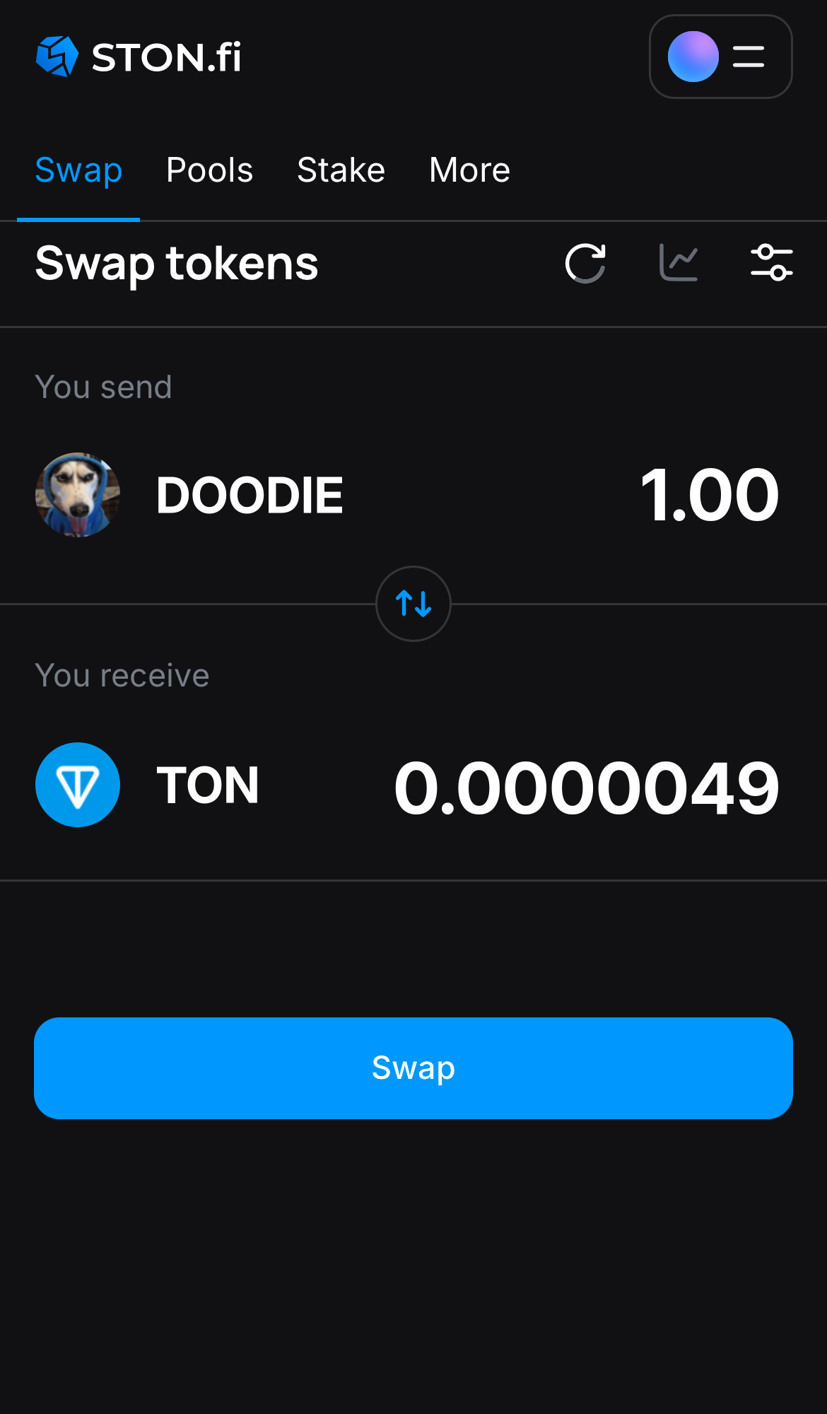 Input the quantity of tokens you‘re selling (or buying), and let the algorithm do all the calculations.