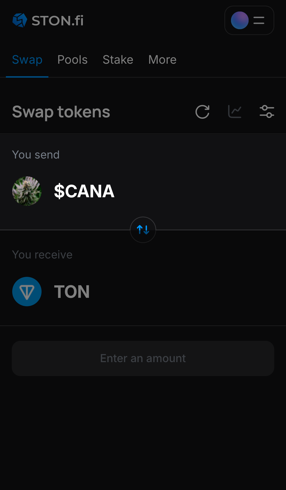 Selecione $CANA na caixa ‘You send‘.