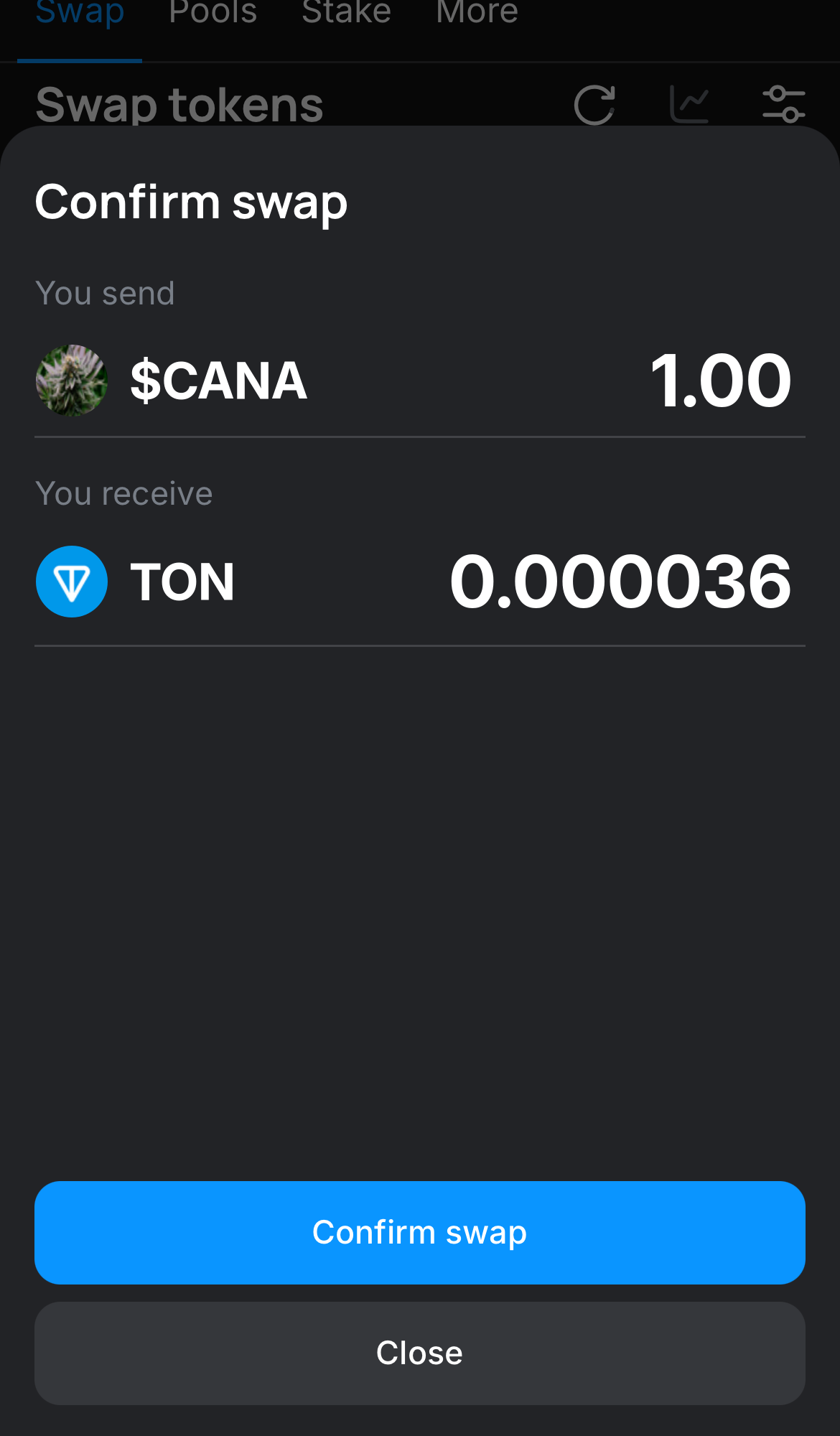Clique em ‘Swap‘, confira os detalhes e confirme a transação clicando no botão ‘Confirm swap‘.