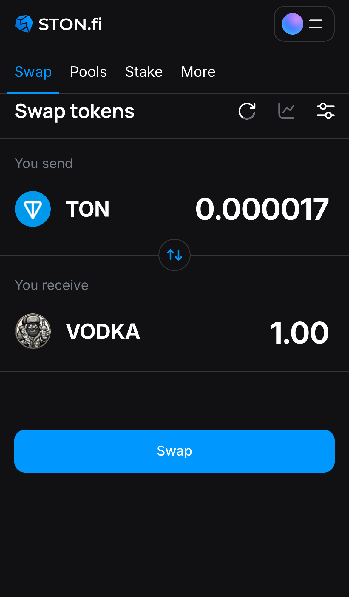 Input the quantity of tokens you‘re selling (or buying), and let the algorithm do all the calculations.