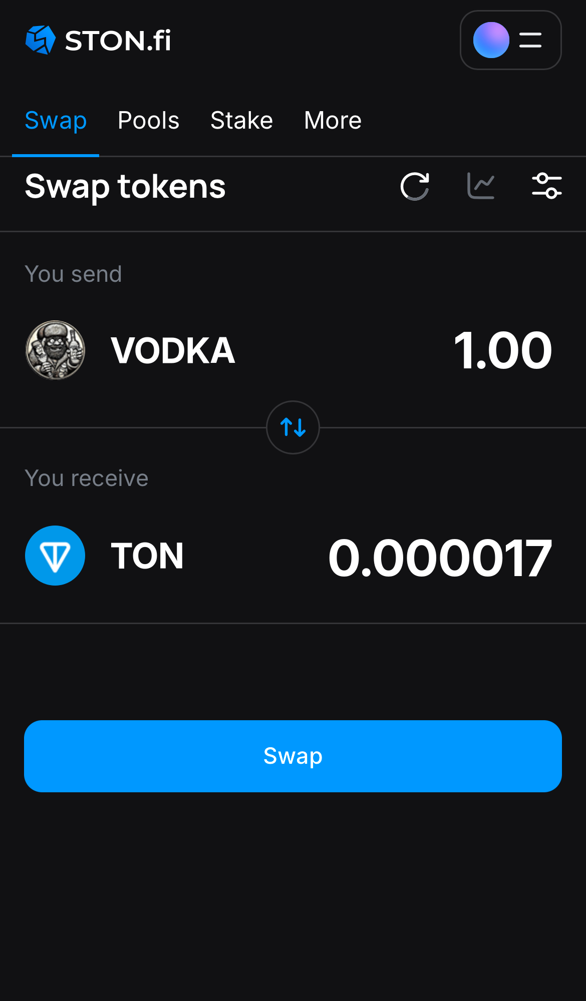 Input the quantity of tokens you‘re selling (or buying), and let the algorithm do all the calculations.