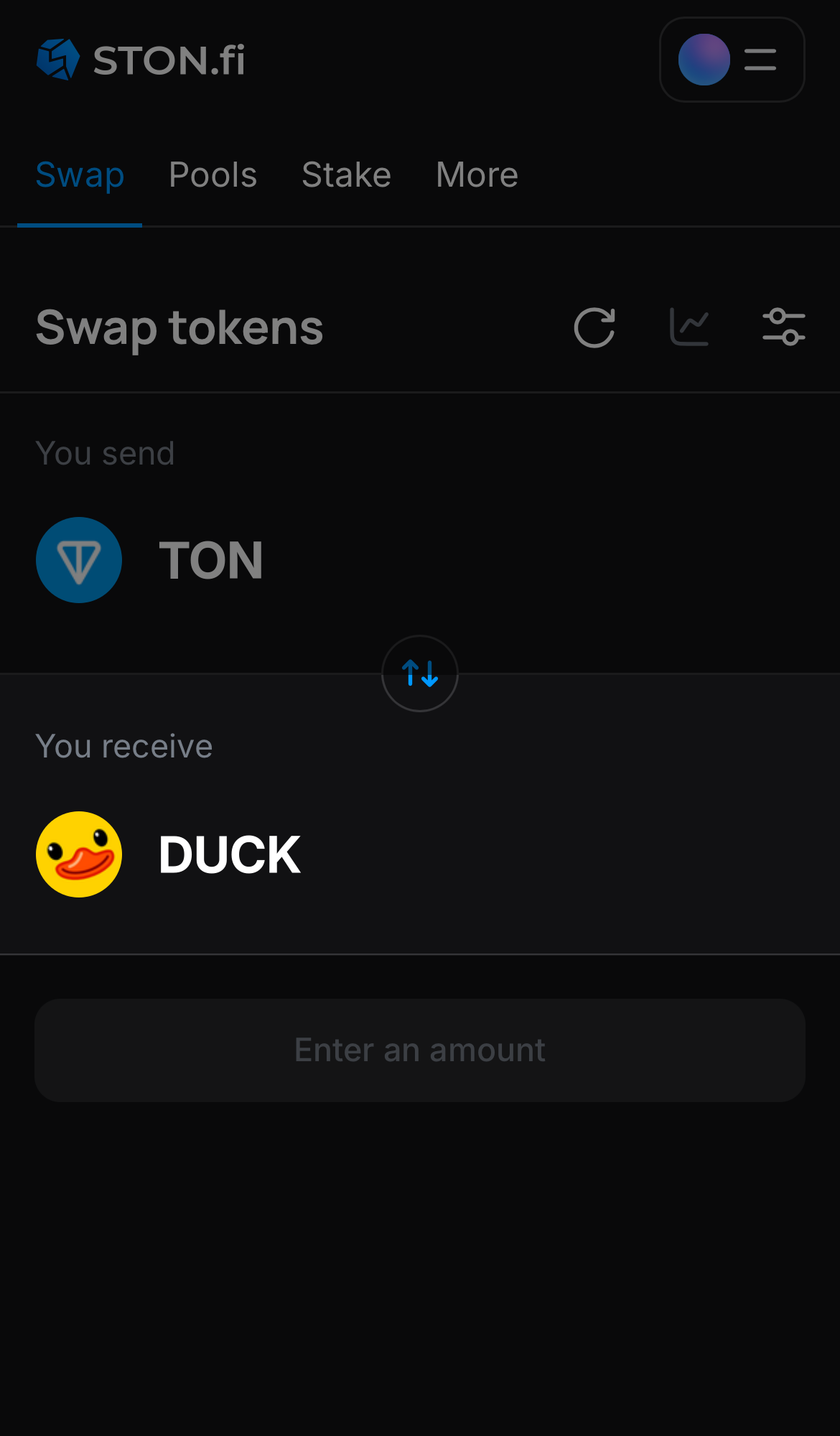 Choose DUCK in the ‘You receive‘ box.