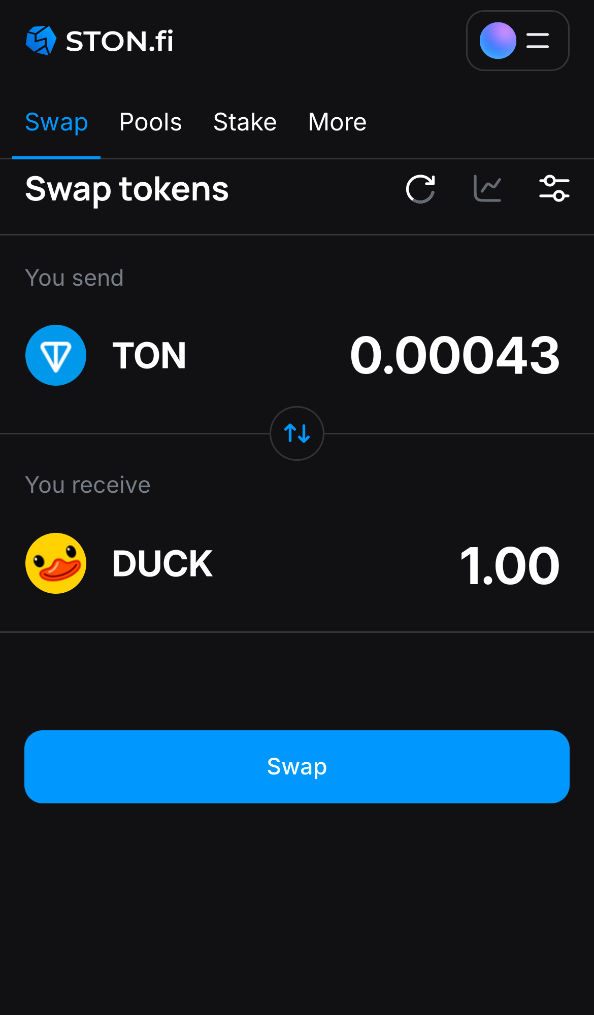 Input the quantity of tokens you‘re selling (or buying), and let the algorithm do all the calculations.