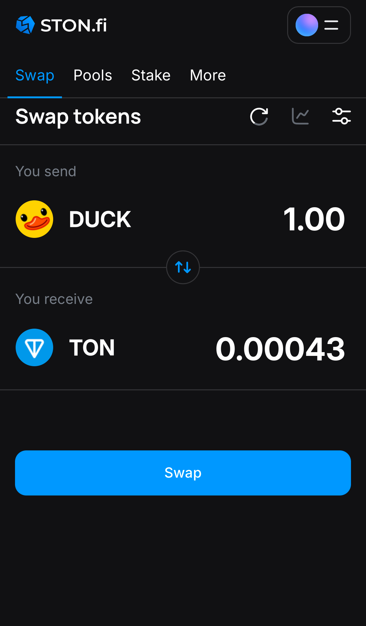 Input the quantity of tokens you‘re selling (or buying), and let the algorithm do all the calculations.