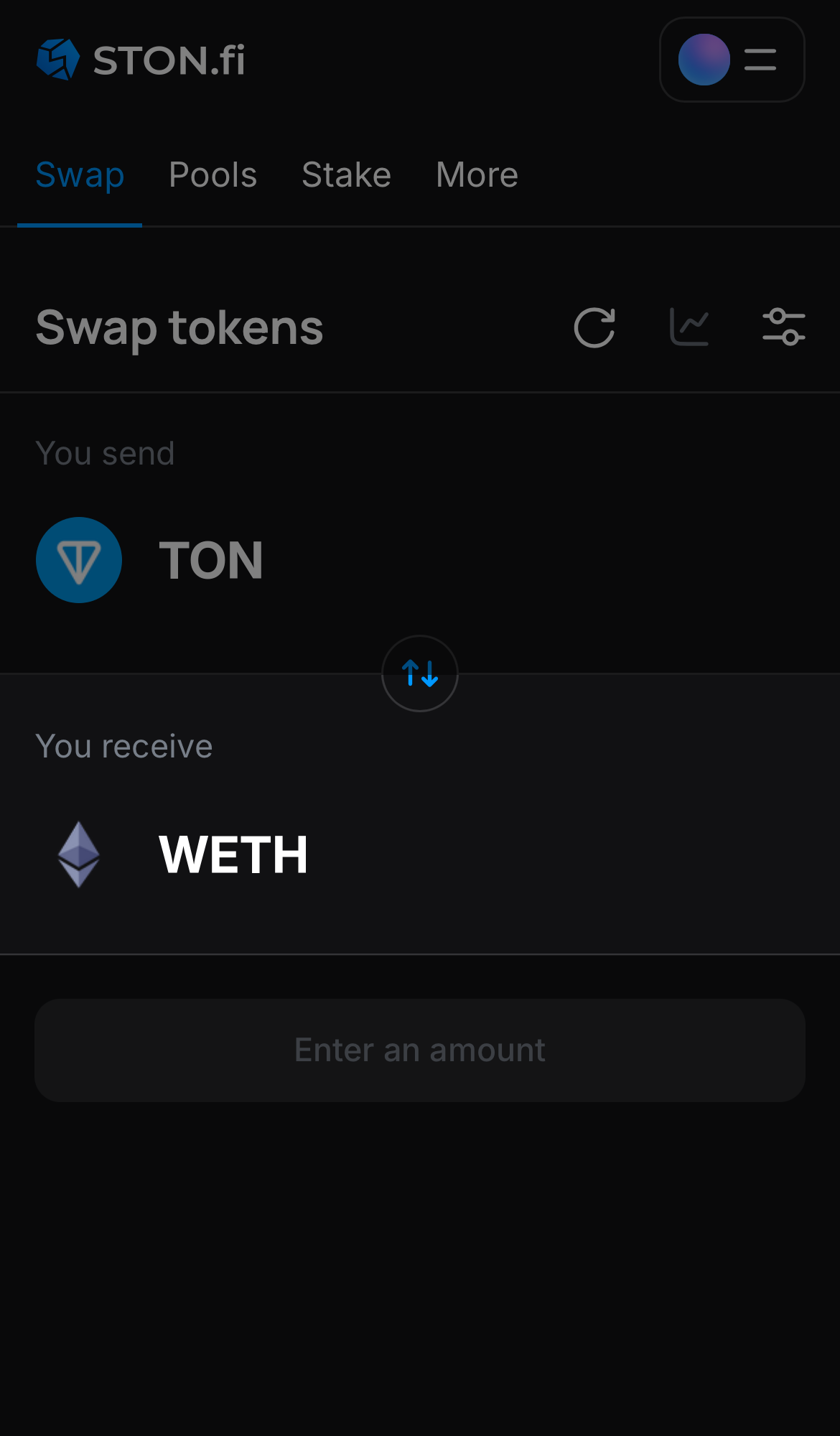 Выберите WETH в поле «You receive».