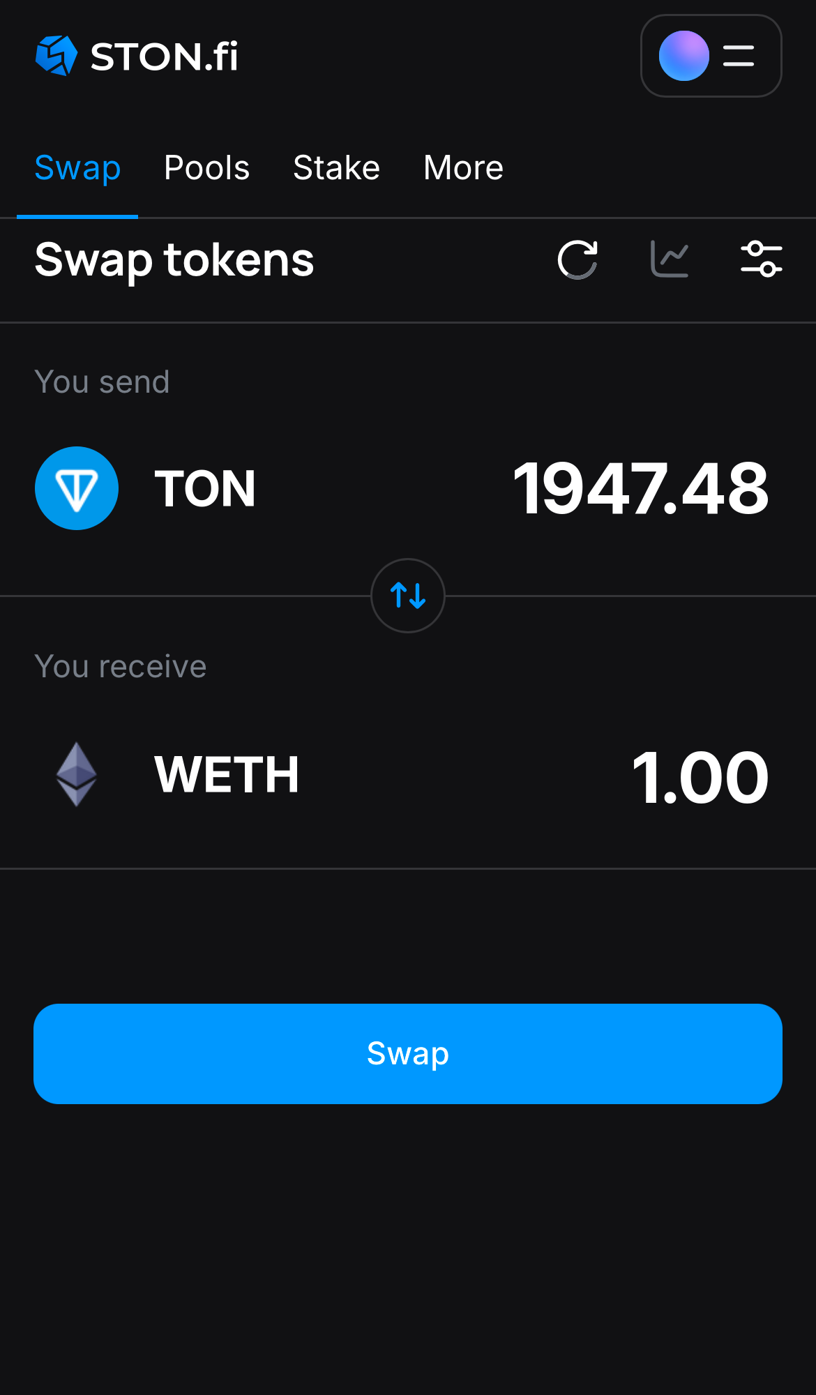 Введите количество токенов, которые вы хотите продать или купить. Алгоритм сделает все необходимые расчеты.