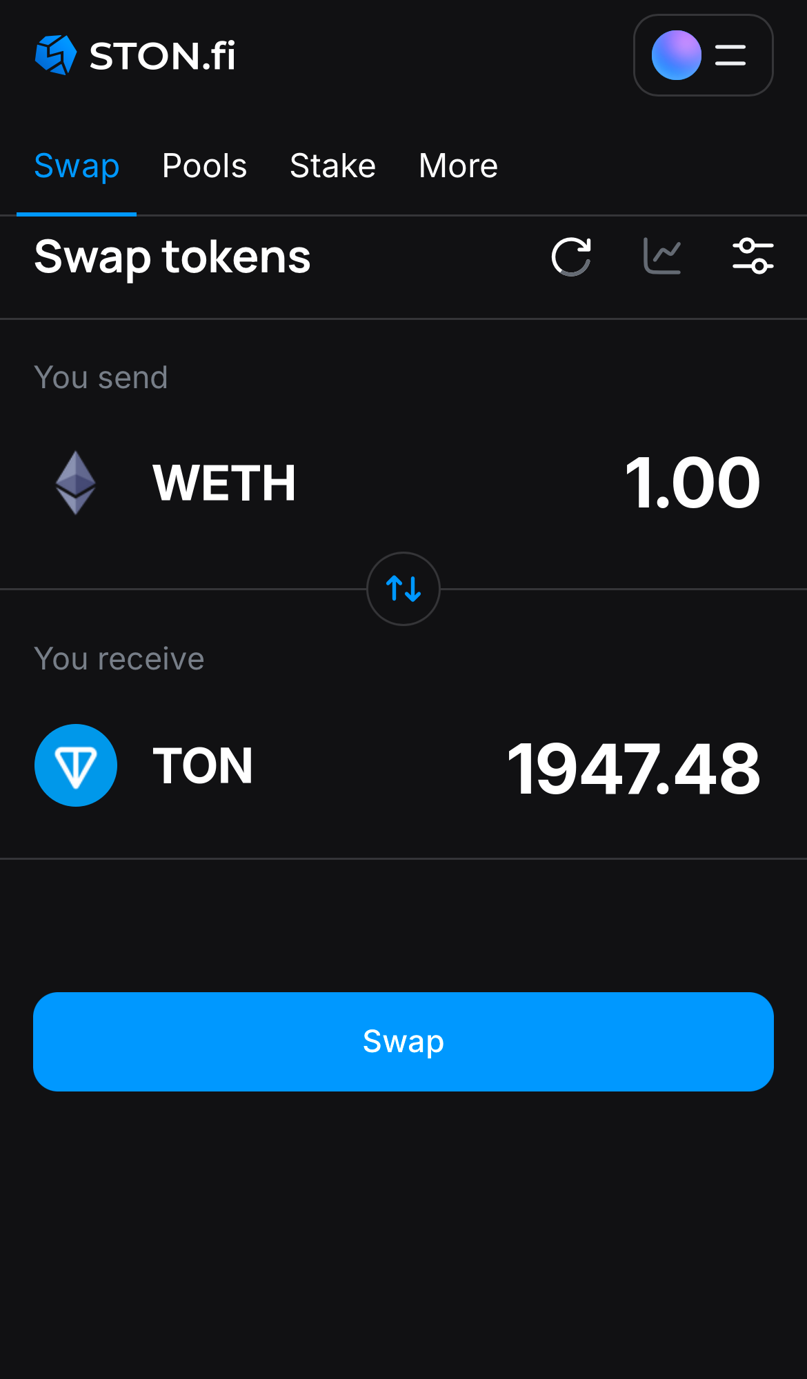 Введите количество токенов, которые вы хотите продать или купить. Алгоритм сделает все необходимые расчеты.
