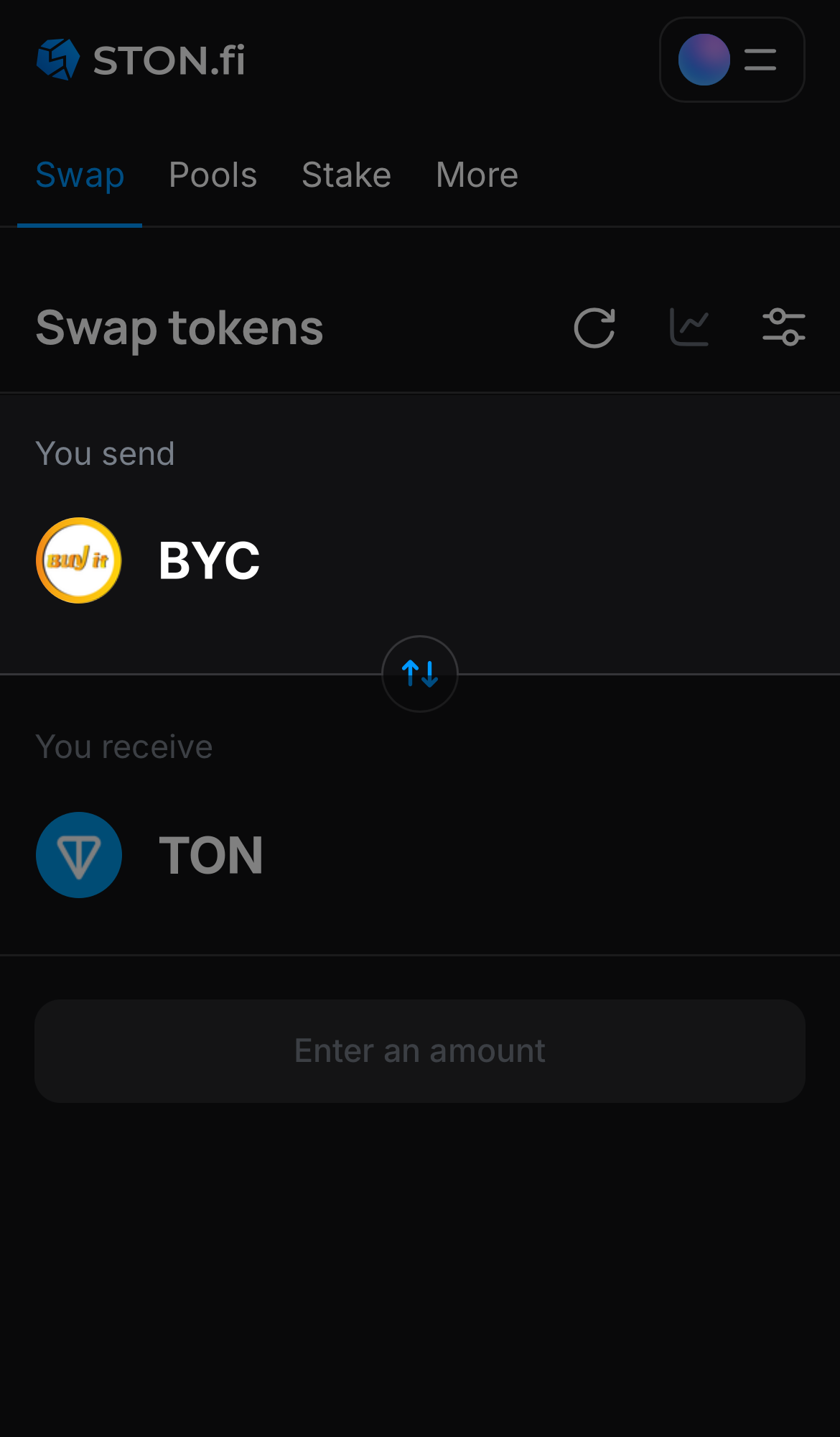 Elige BYC en la casilla ‘You send‘.