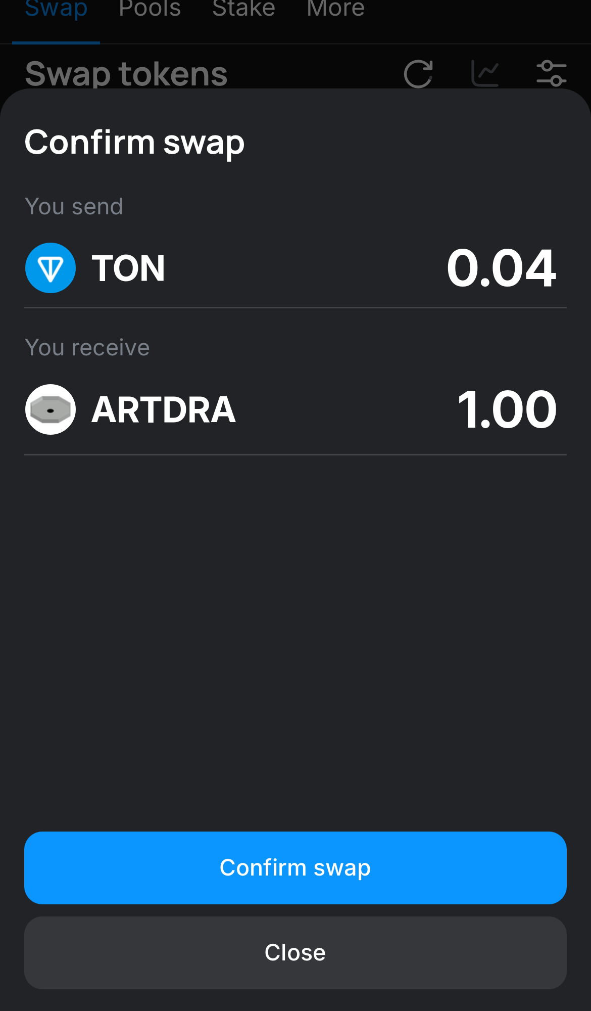 Klik ‘Swap‘, periksa kembali detailnya, dan konfirmasi transaksi dengan mengklik tombol ‘Confirm swap‘.