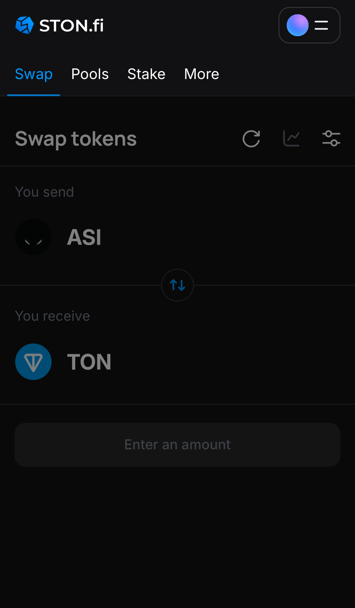 Abra o aplicativo STON.fi e vá até a aba ‘Swap‘.