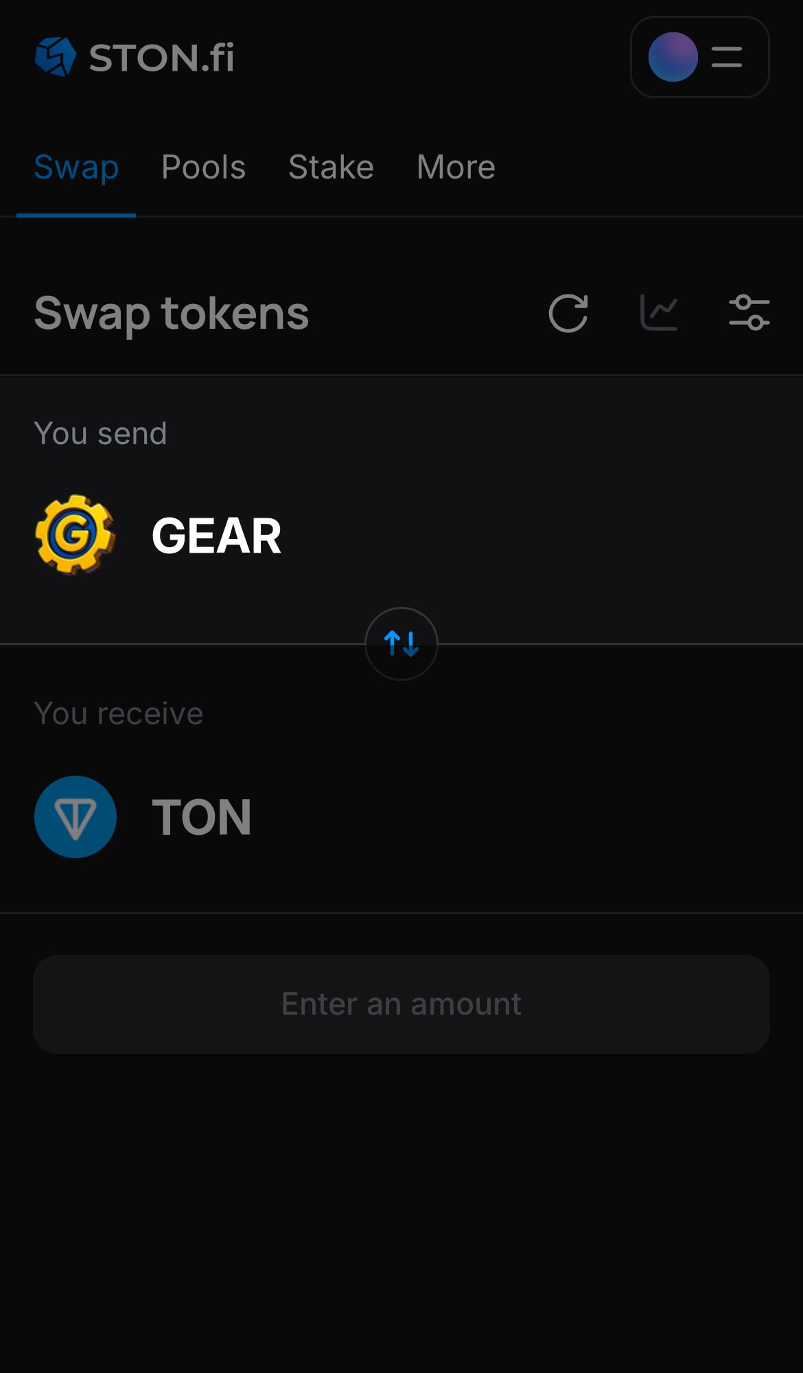 Selecione GEAR na caixa ‘You send‘.