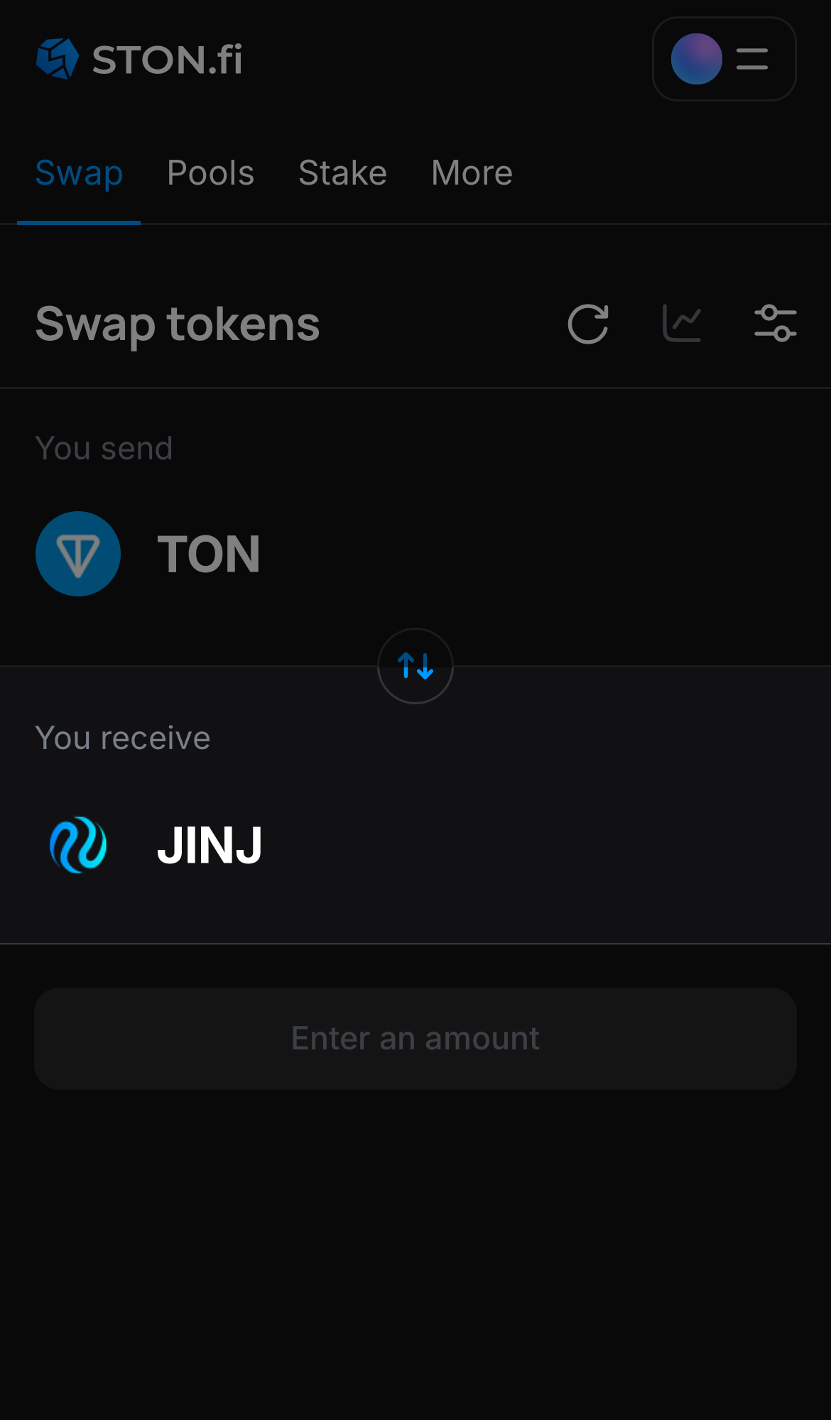 Choose jINJ in the ‘You receive‘ box.