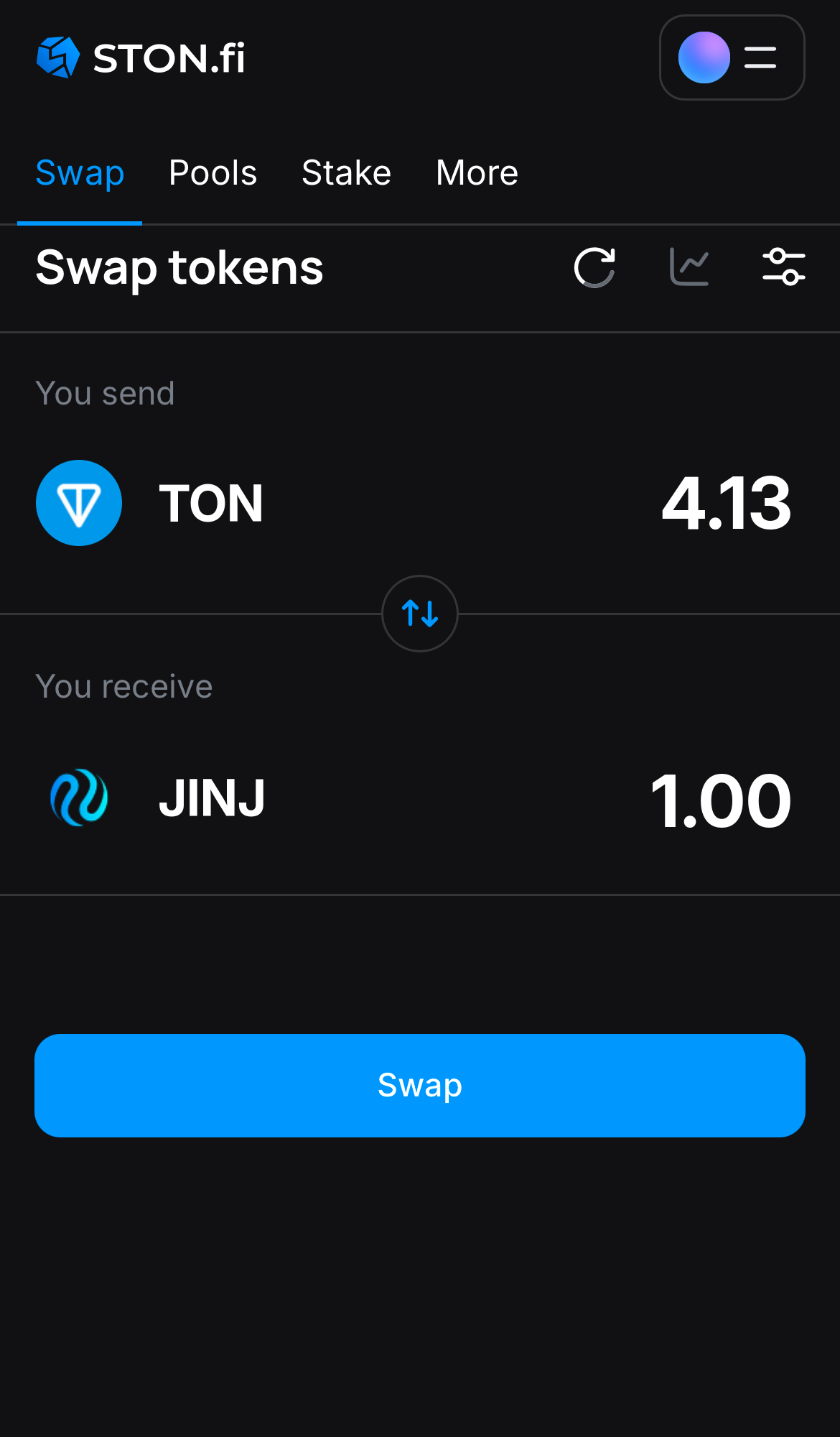 Input the quantity of tokens you‘re selling (or buying), and let the algorithm do all the calculations.