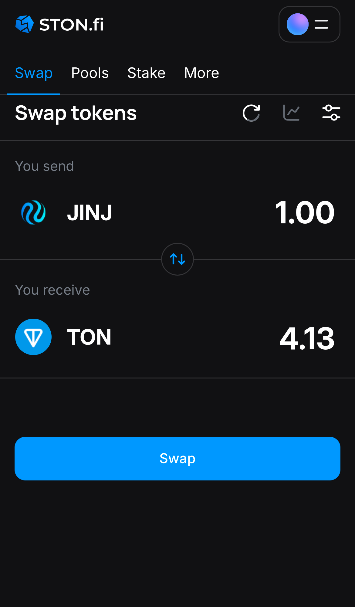 Input the quantity of tokens you‘re selling (or buying), and let the algorithm do all the calculations.