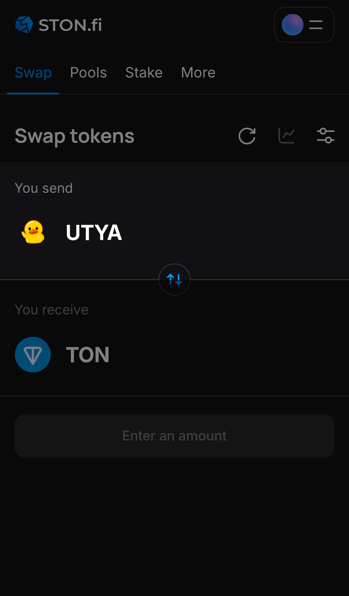 Selecione UTYA na caixa ‘You send‘.
