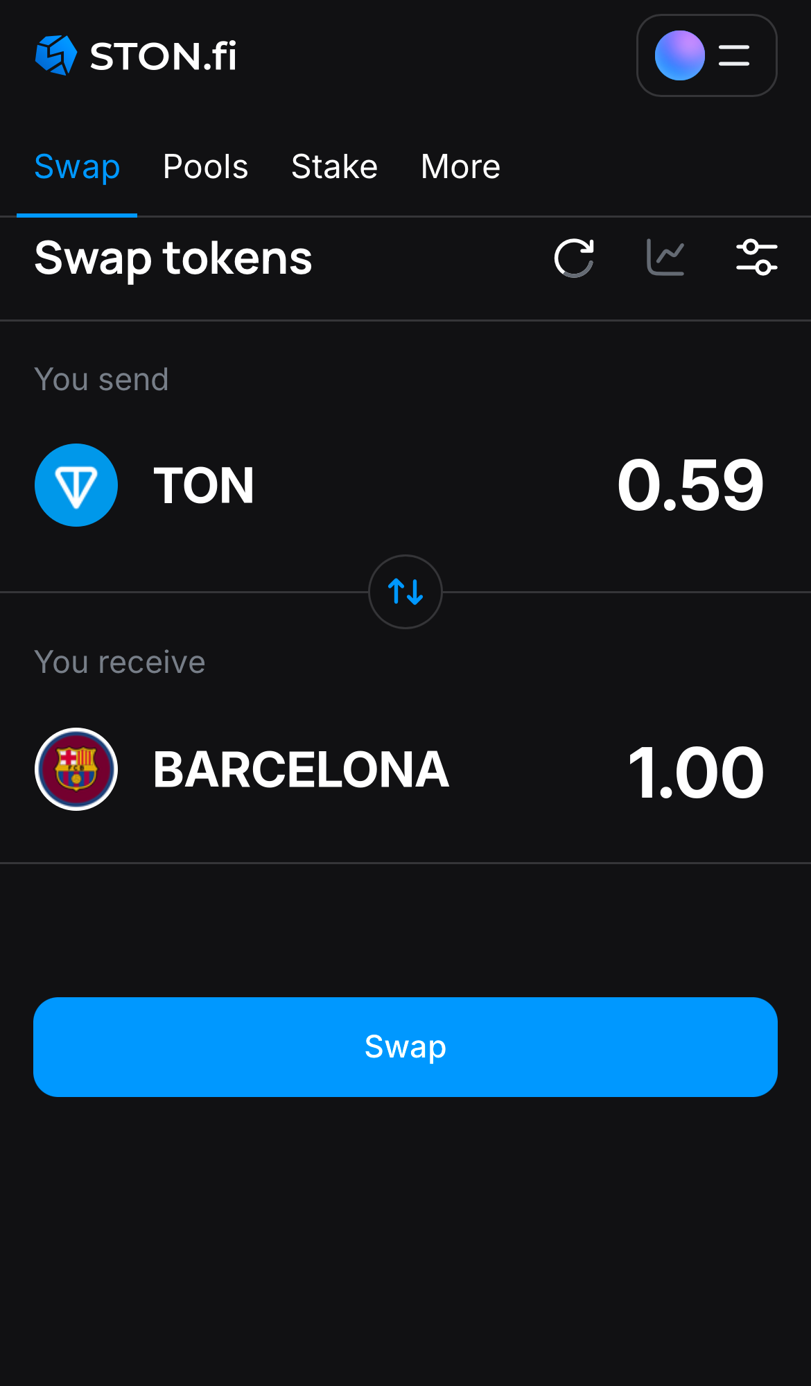 Input the quantity of tokens you‘re selling (or buying), and let the algorithm do all the calculations.