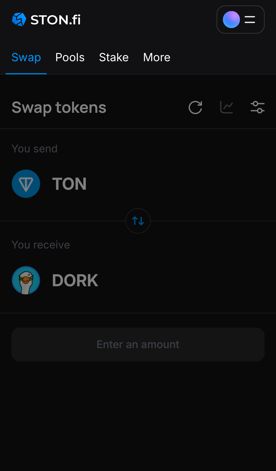 Buka aplikasi STON.fi dan buka tab ‘Swap‘.