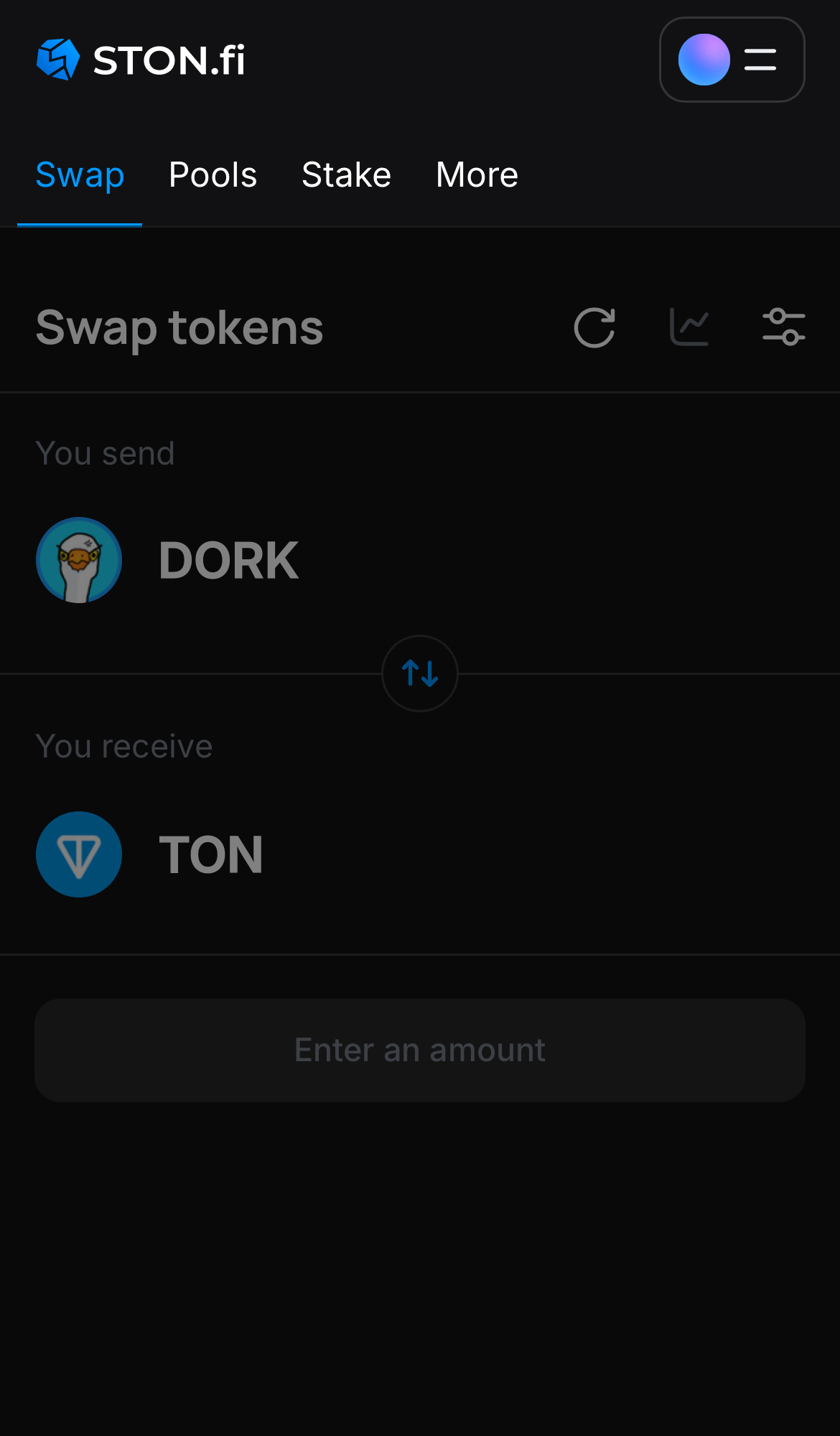 Buka aplikasi STON.fi dan buka tab ‘Swap‘.