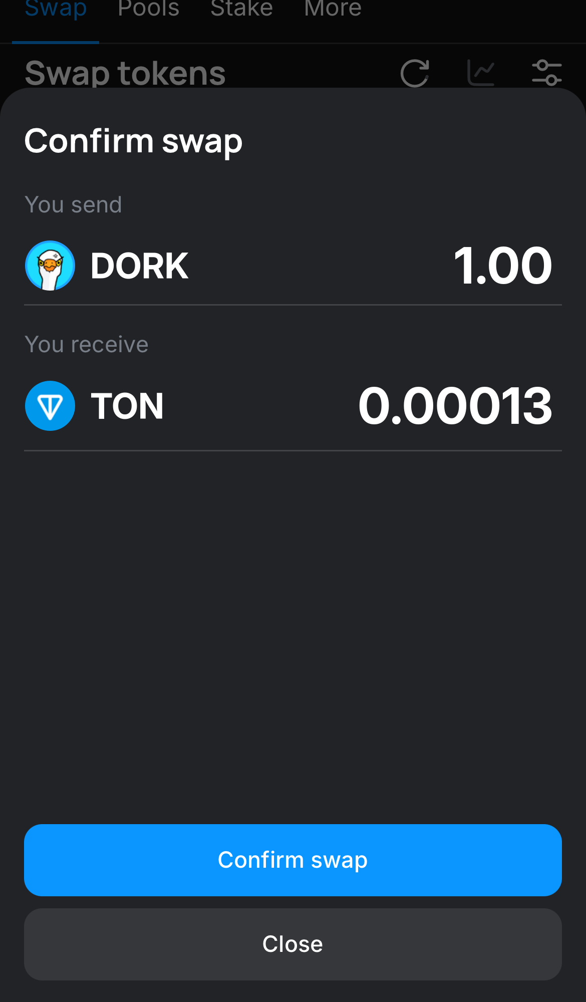 Klik ‘Swap‘, periksa kembali detailnya, dan konfirmasi transaksi dengan mengklik tombol ‘Confirm swap‘.
