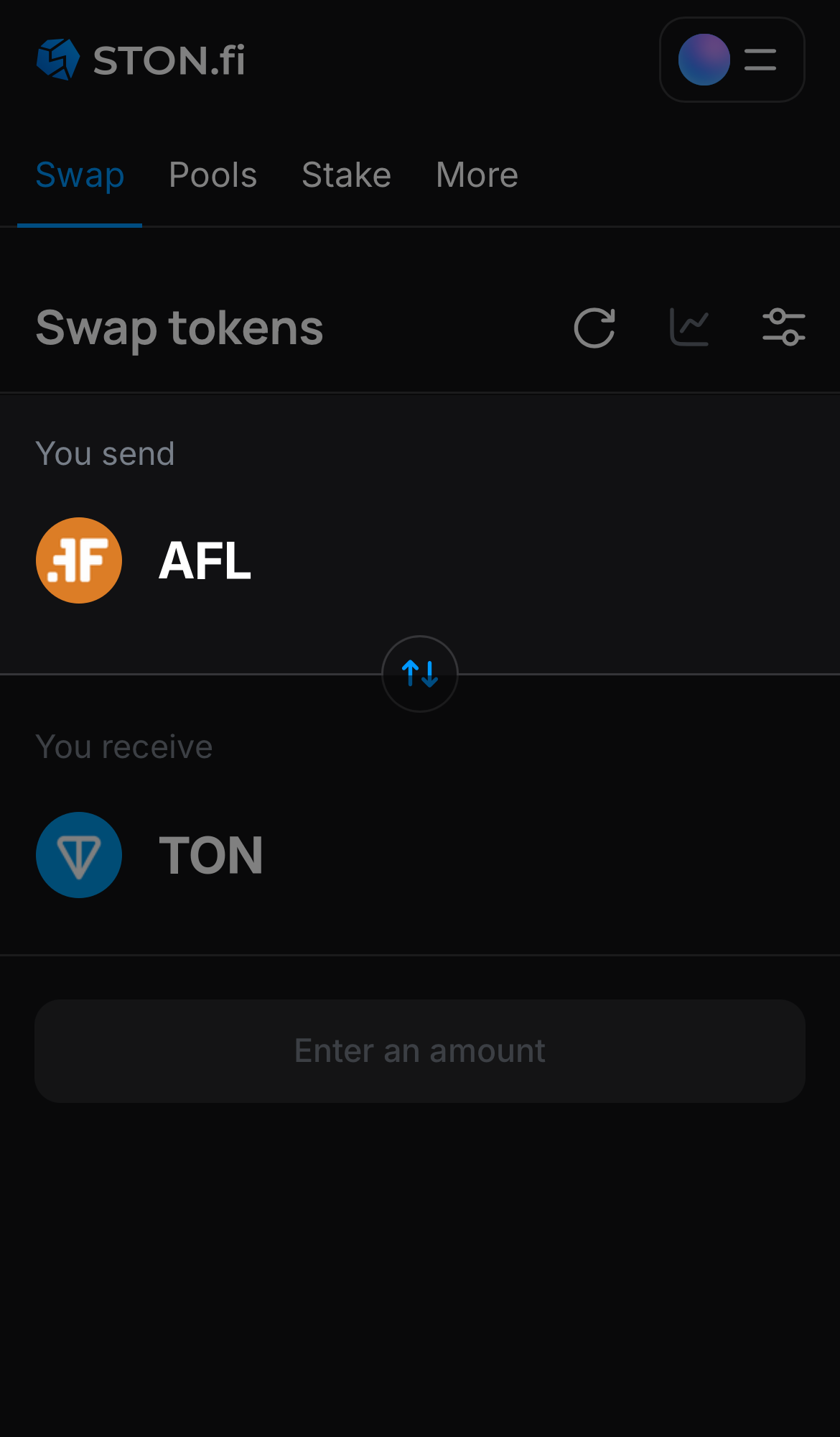 Selecione AFL na caixa ‘You send‘.