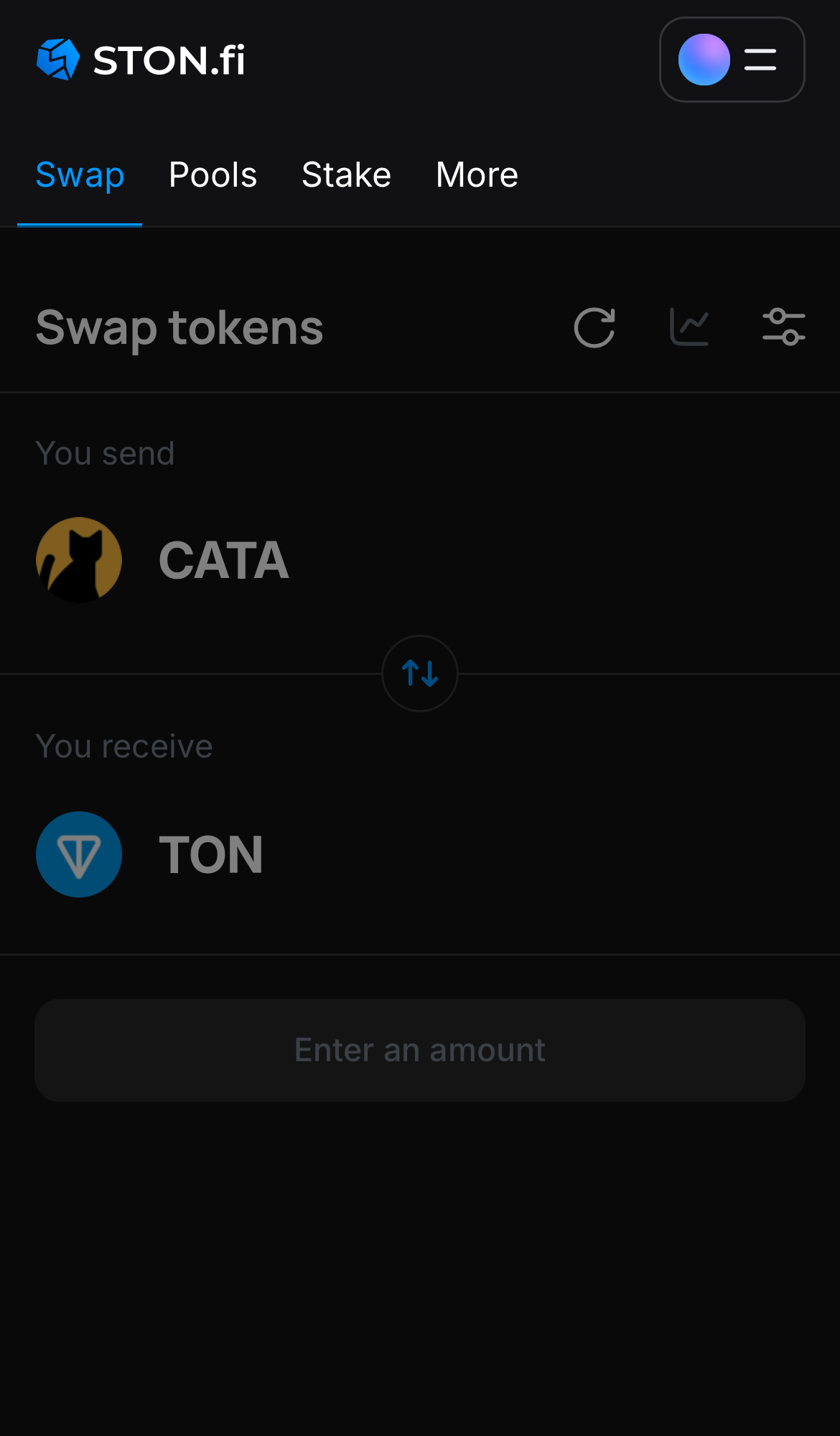 Mở ứng dụng STON.fi và chuyển đến tab ‘Swap‘.