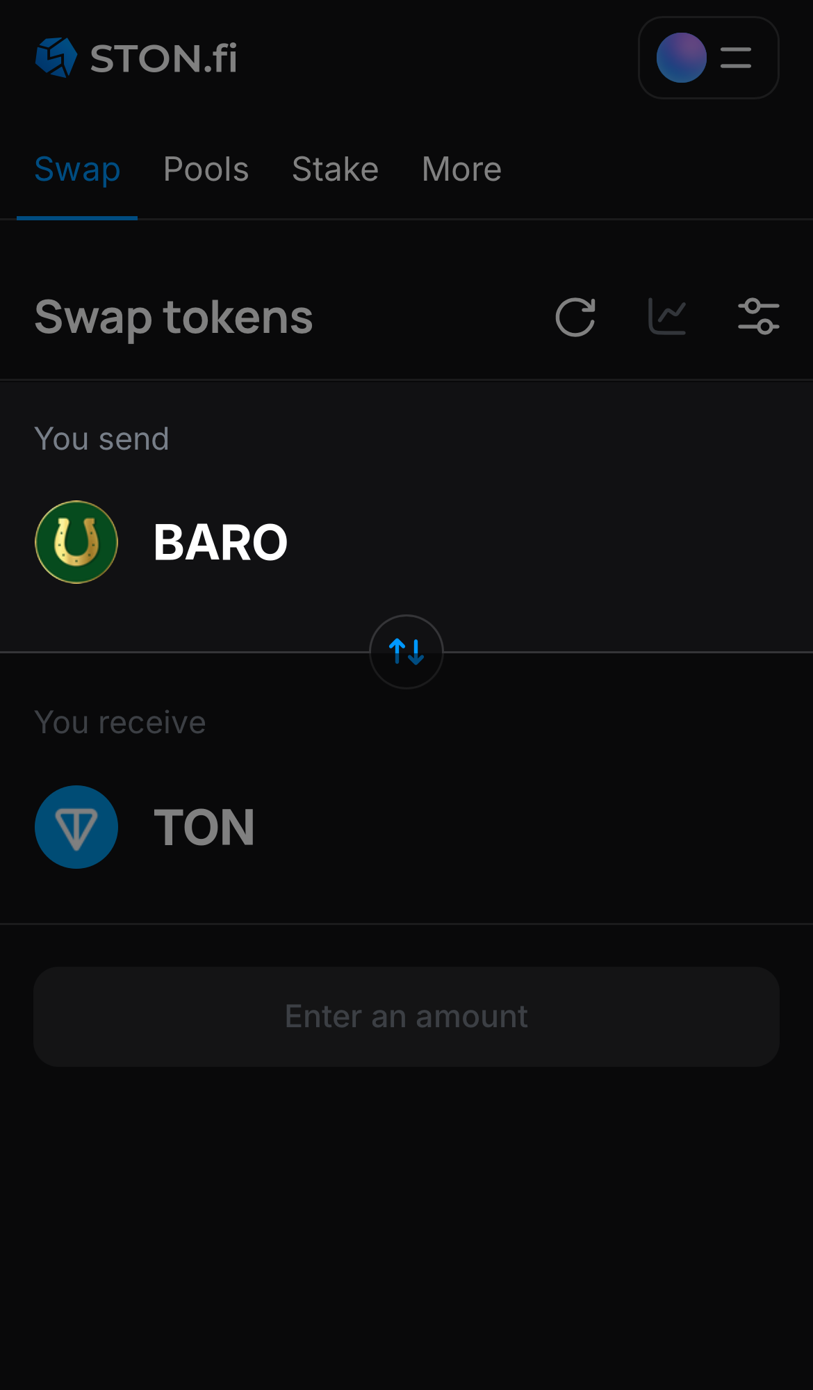 Choose BARO in the ‘You send‘ box.