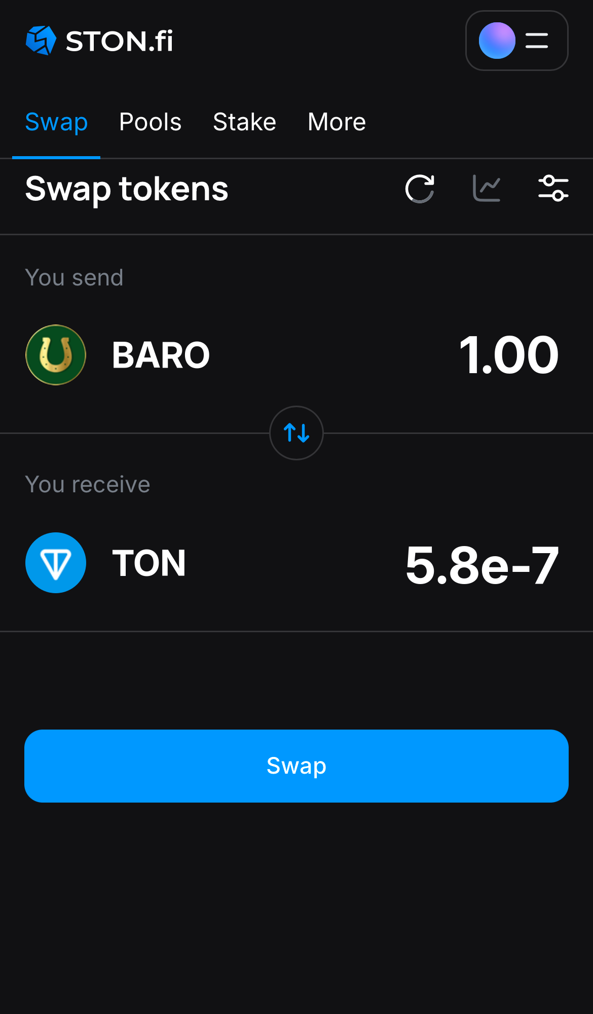 Input the quantity of tokens you‘re selling (or buying), and let the algorithm do all the calculations.
