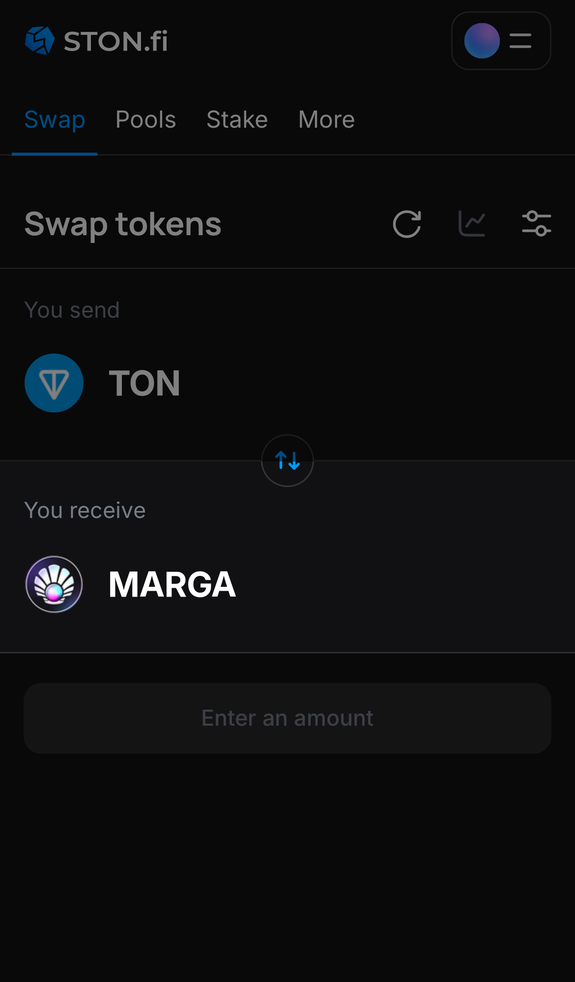 Choose MARGA in the ‘You receive‘ box.