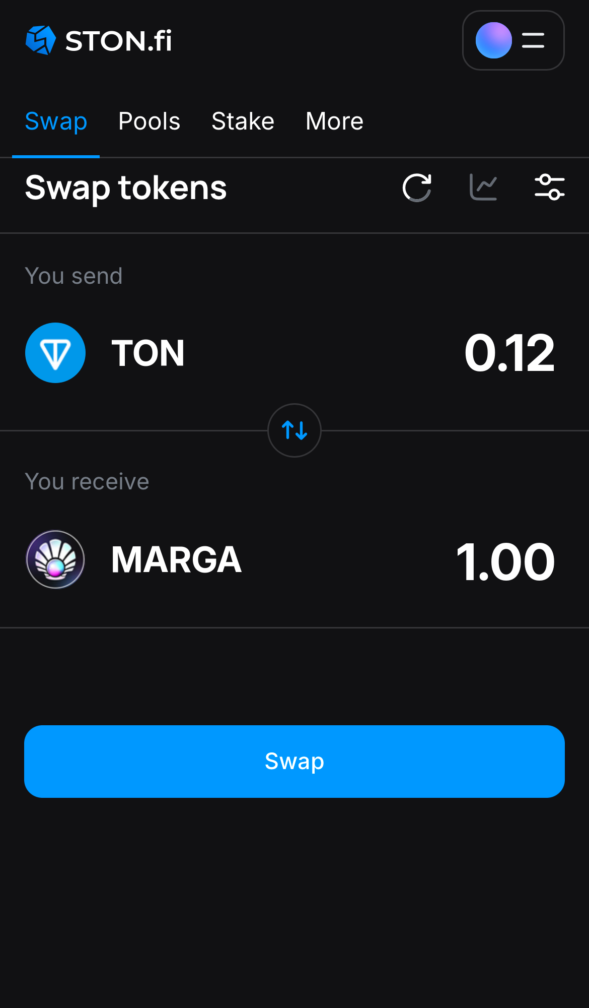 Input the quantity of tokens you‘re selling (or buying), and let the algorithm do all the calculations.