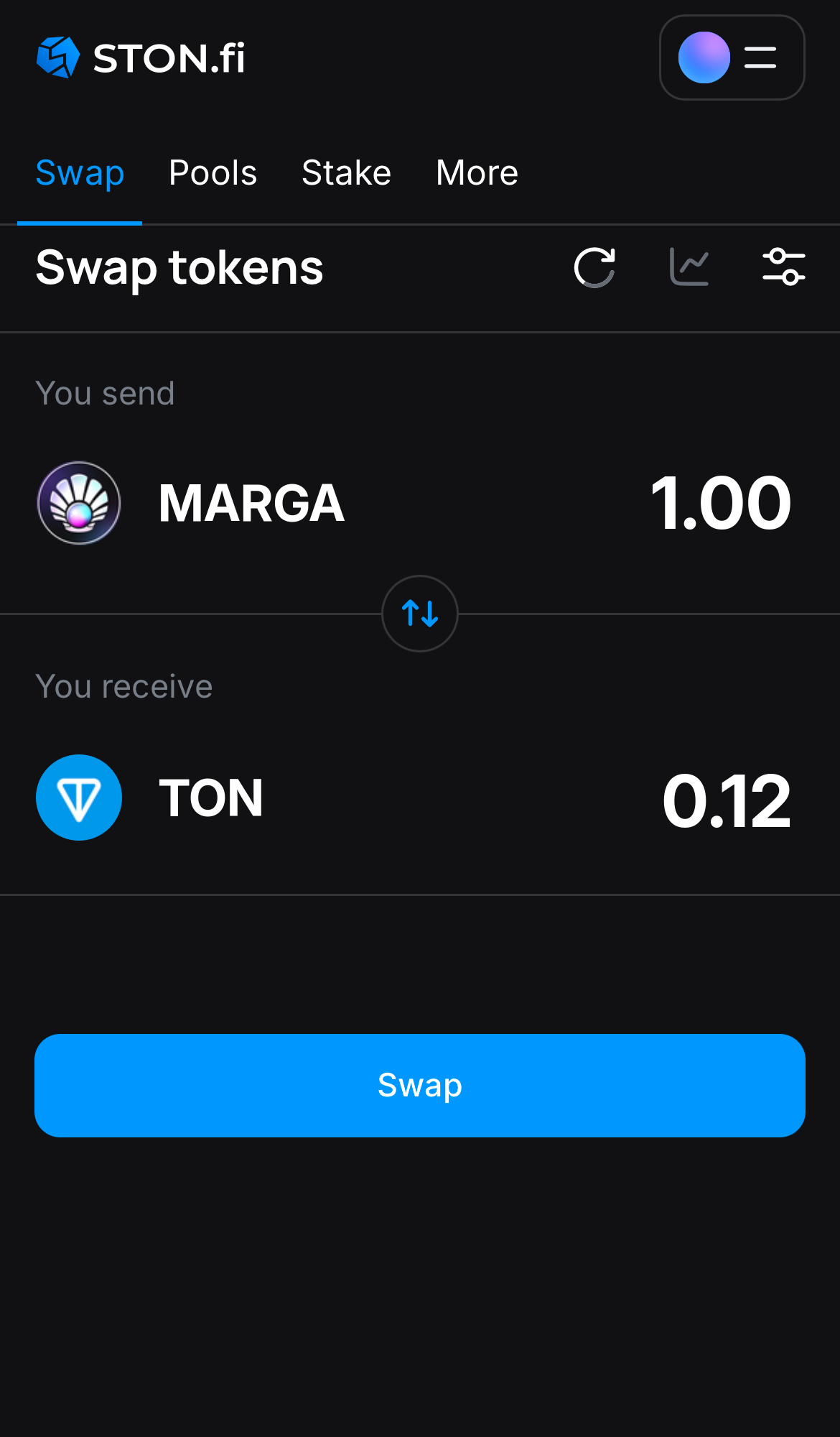 Input the quantity of tokens you‘re selling (or buying), and let the algorithm do all the calculations.