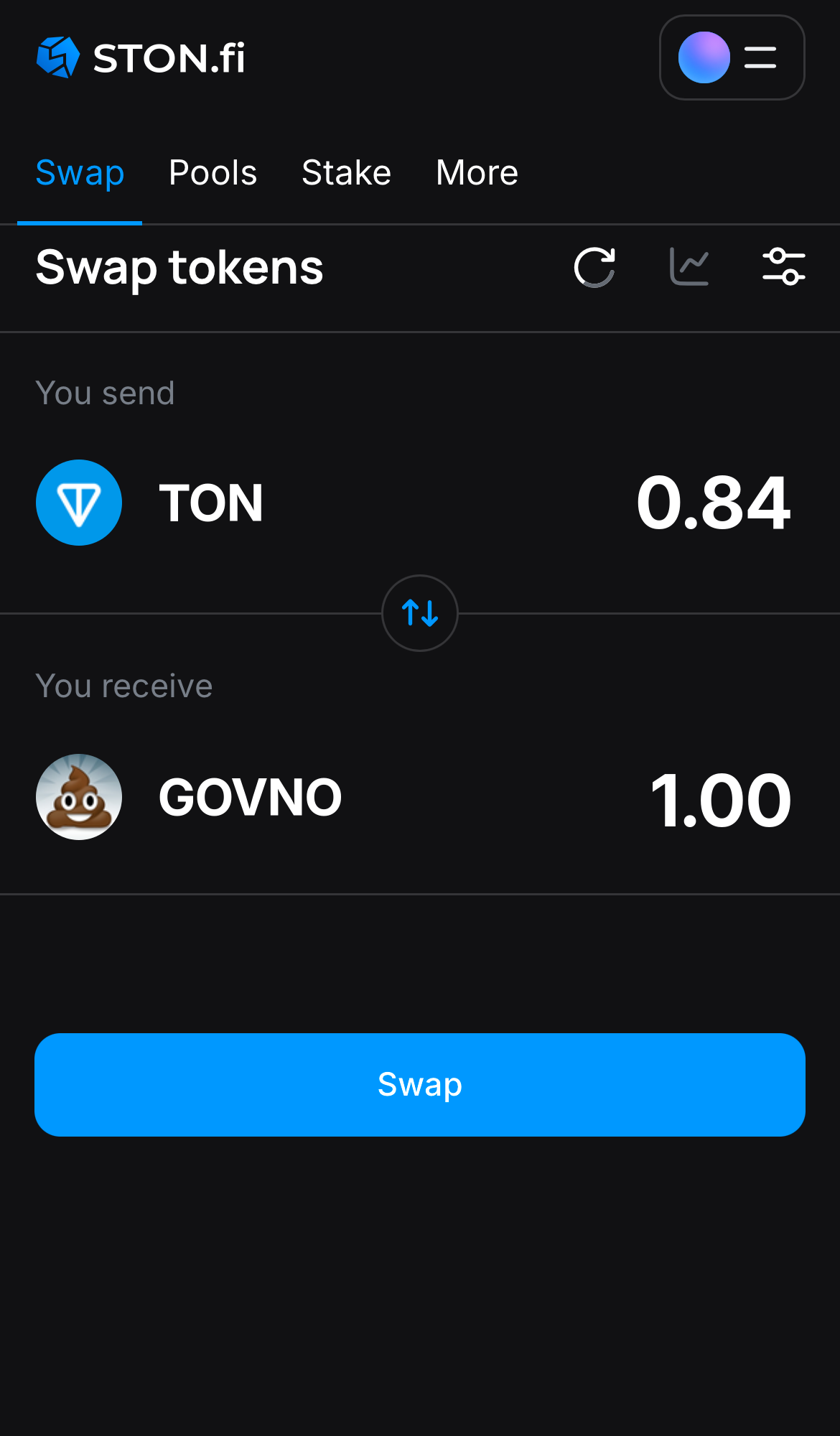 Input the quantity of tokens you‘re selling (or buying), and let the algorithm do all the calculations.
