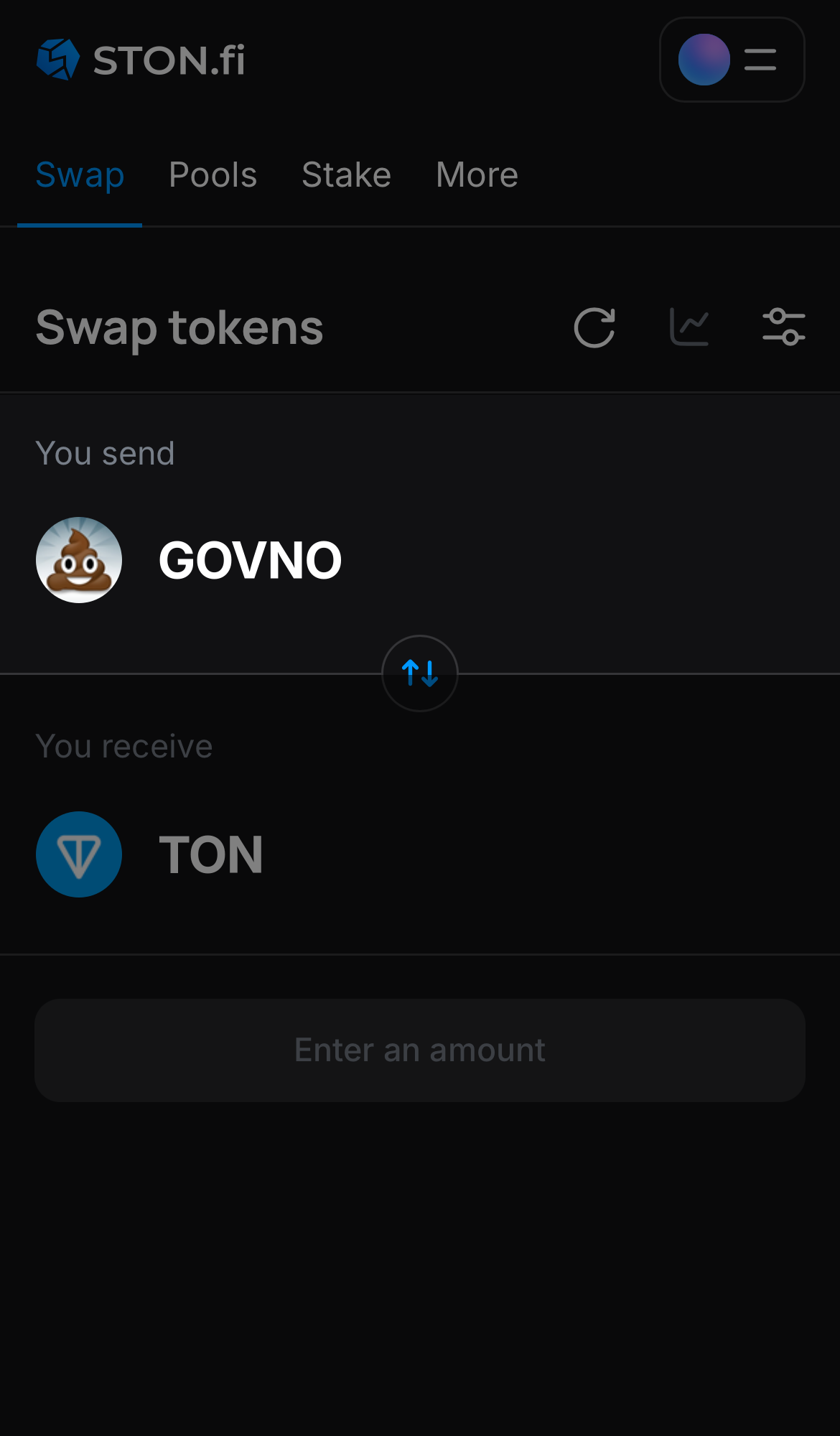 Choose GOVNO in the ‘You send‘ box.