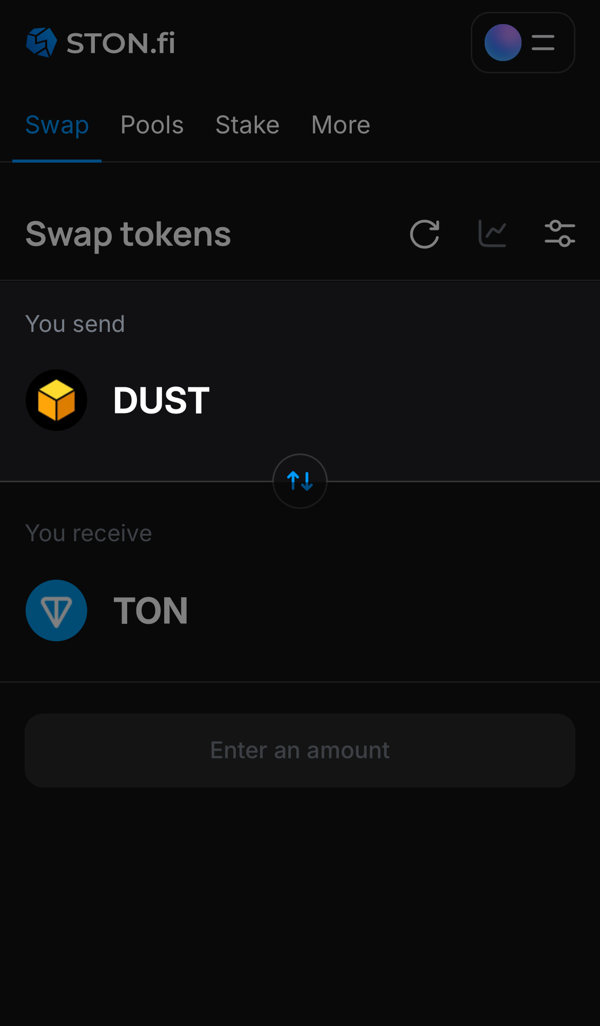 Pilih DUST pada kotak ‘You send‘.